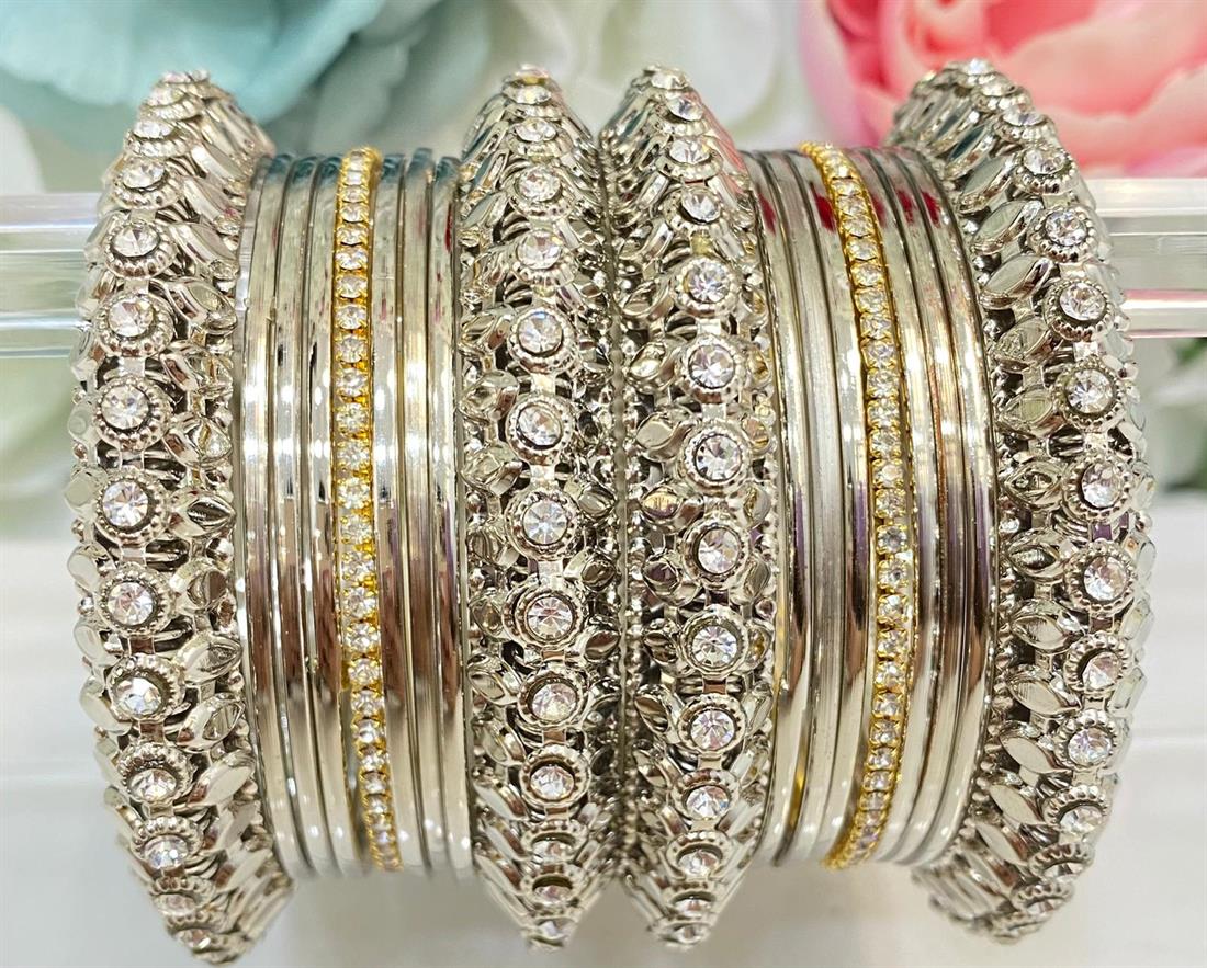 Silver & Gold Embroidered Bangles
