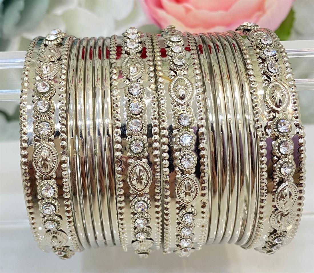 Silver Embroidered Bangles