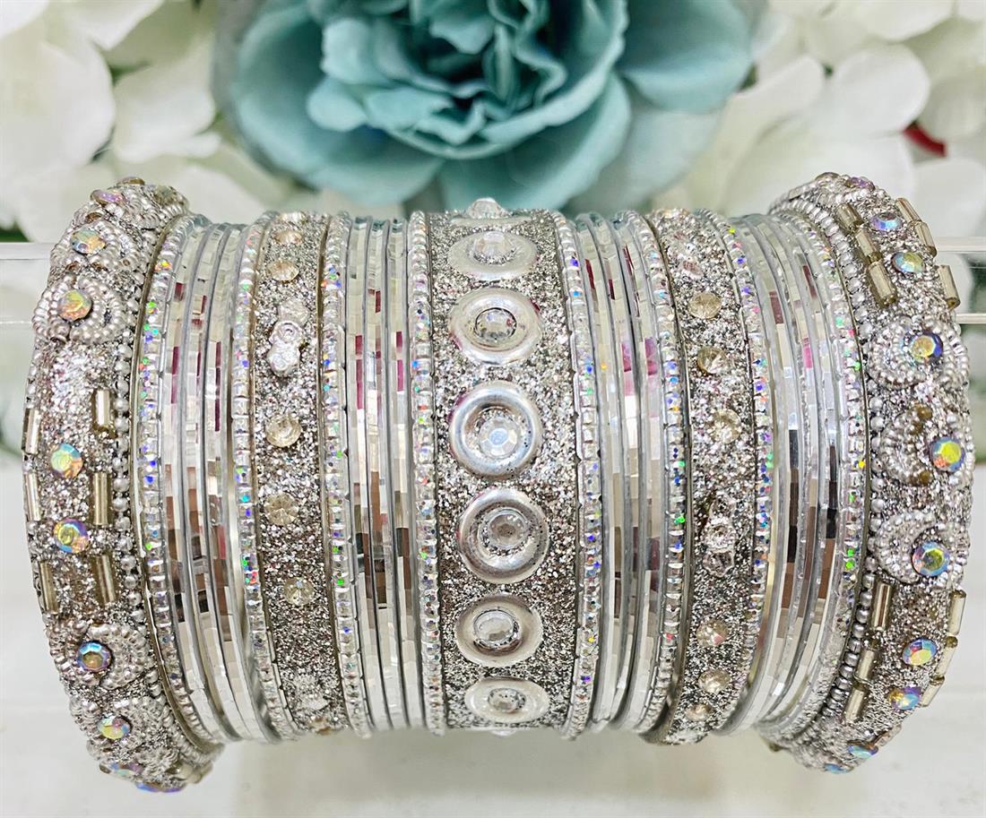 Silver Embroidered Bangles