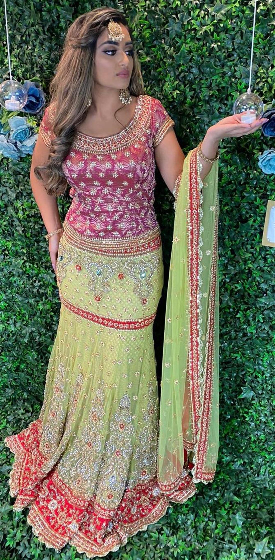 Lime Green & Plum Bridal Partywear