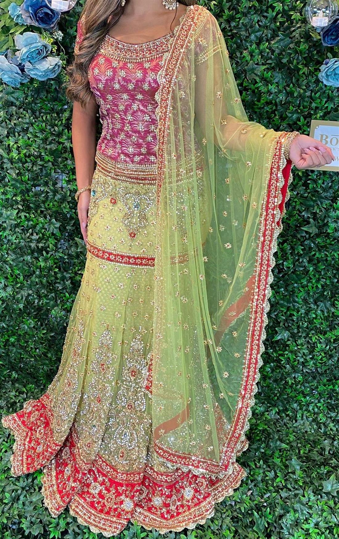 Lime Green & Plum Bridal Partywear