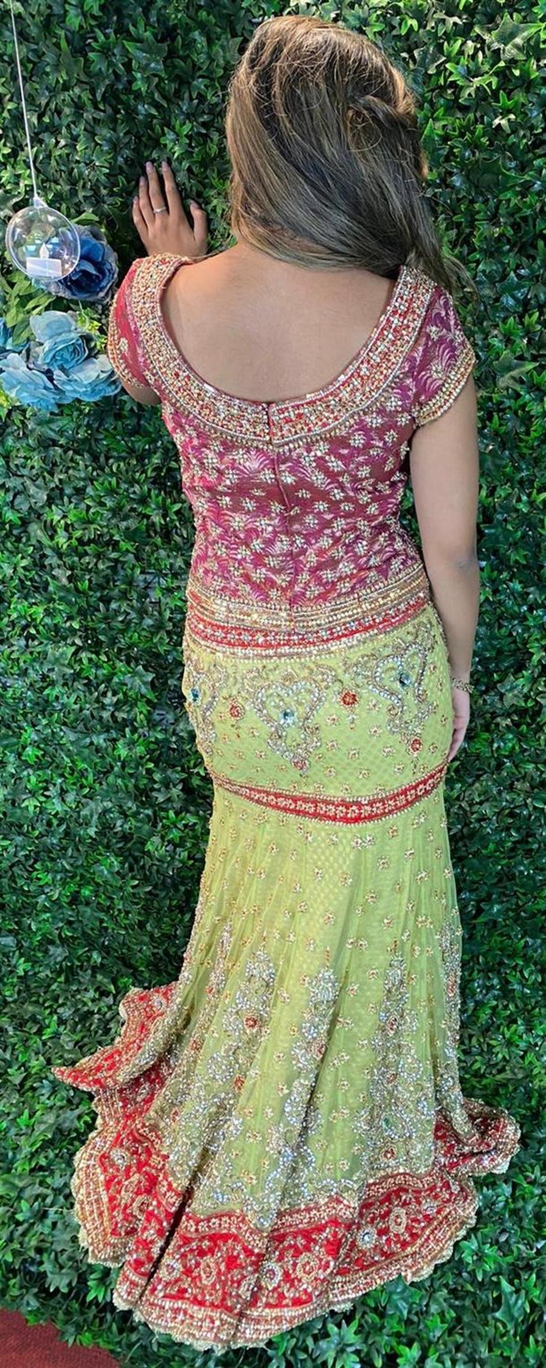 Lime Green & Plum Bridal Partywear
