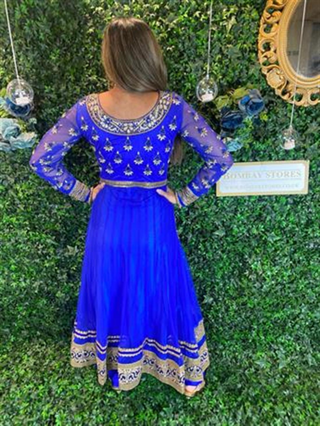 Royal Blue Stone Work Bridal Partywear