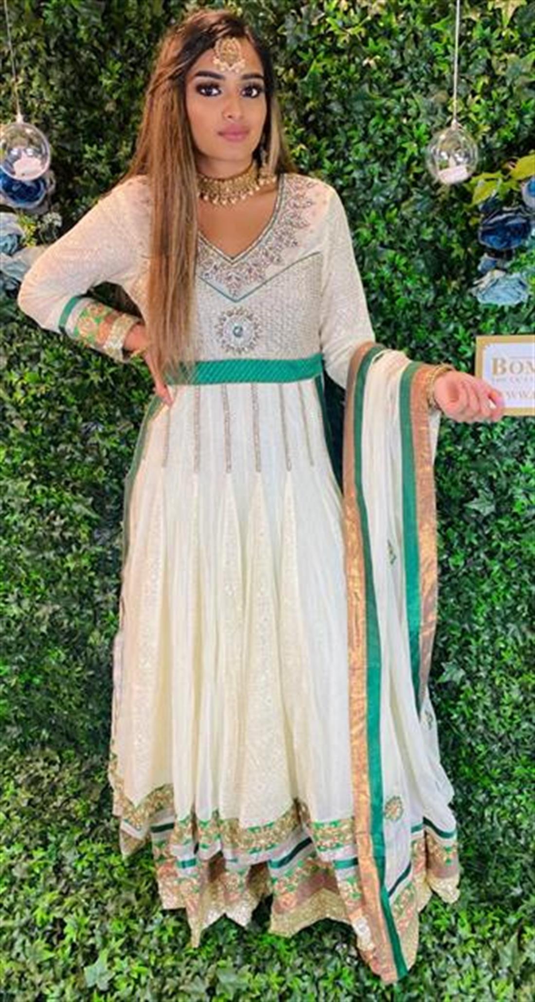 Cream Stone Work Bridal Partywear