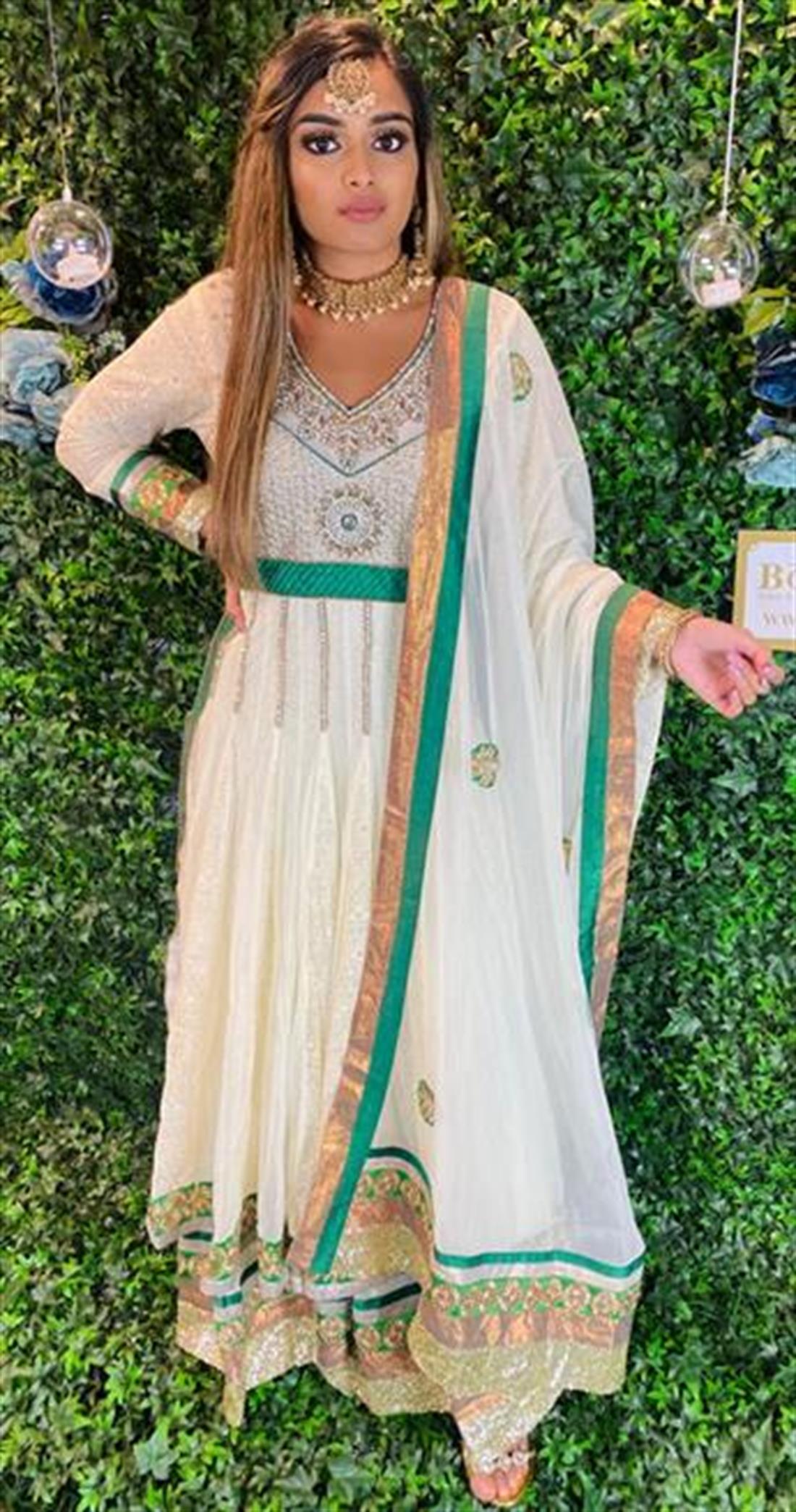 Cream Stone Work Bridal Partywear