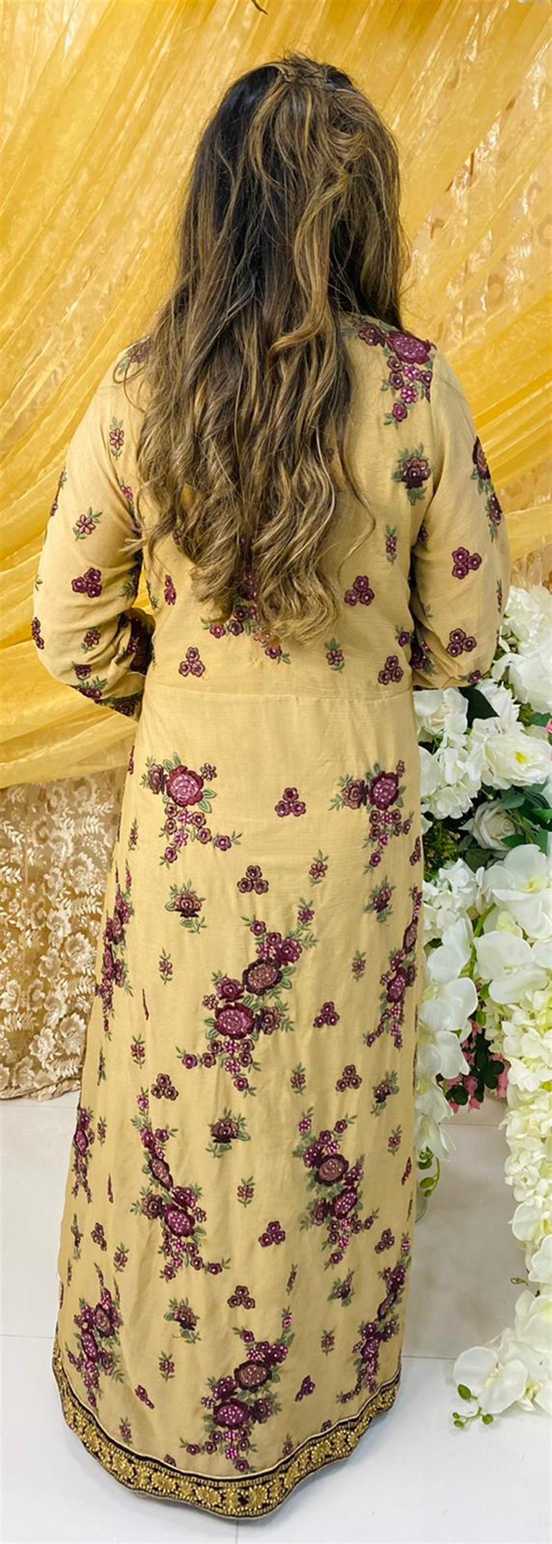 Light Gold Embroidered Maxi Bridal Partywear