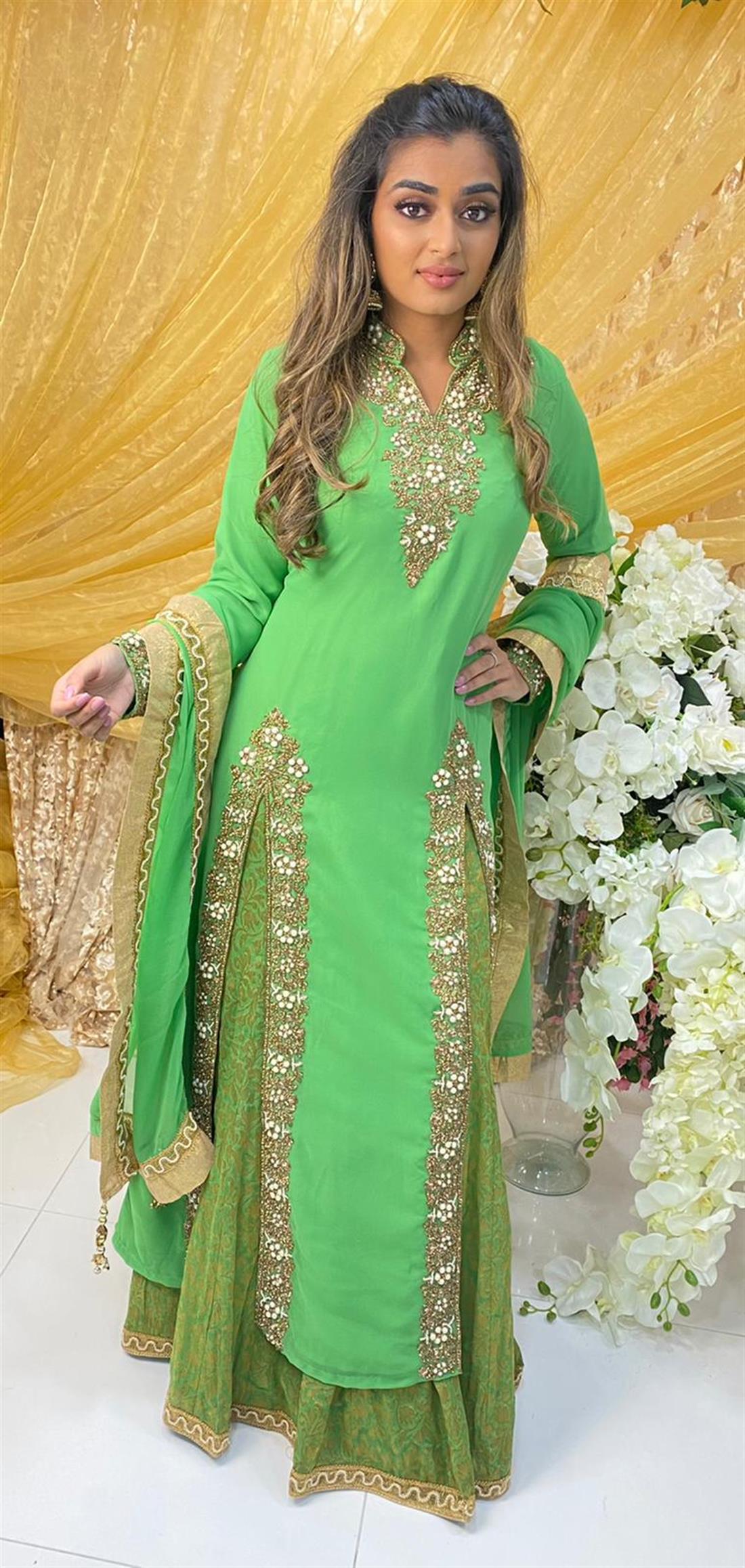 Green Embroidered Banarasi Bridal Partywear