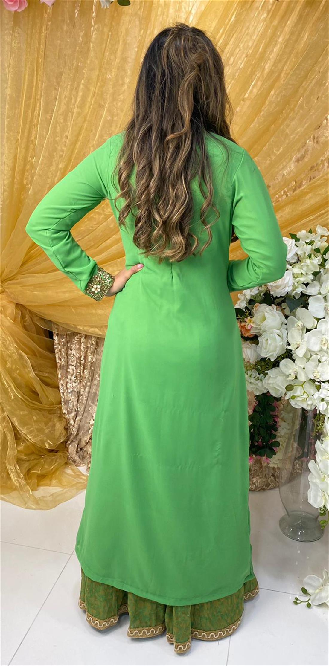Green Embroidered Banarasi Bridal Partywear