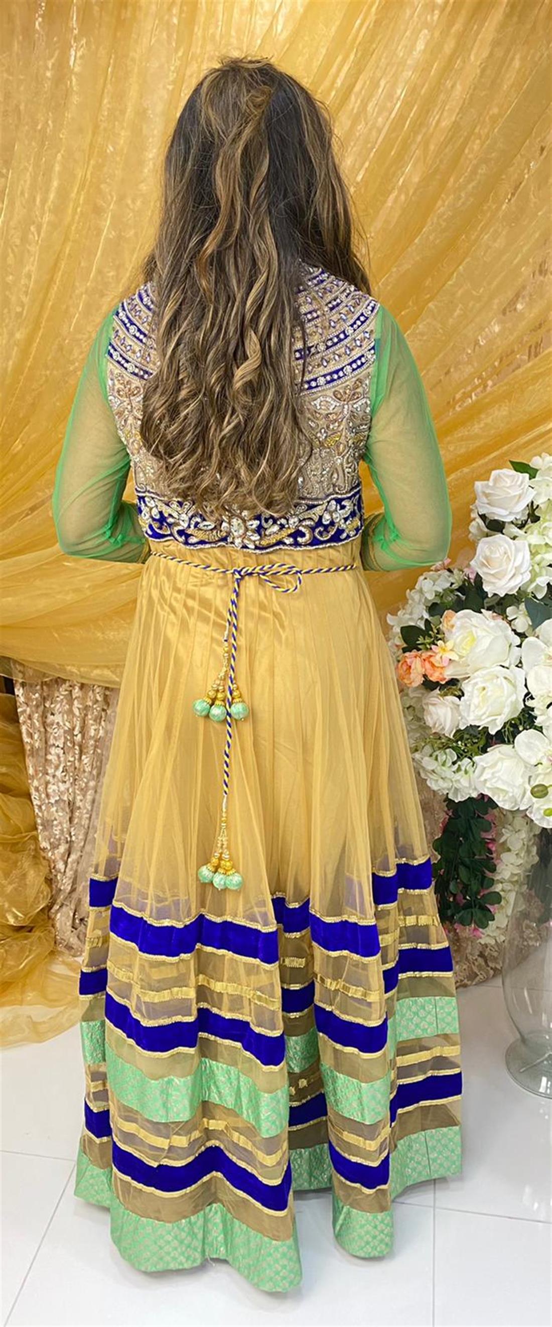 Gold & Green Anarkali Bridal Partywear