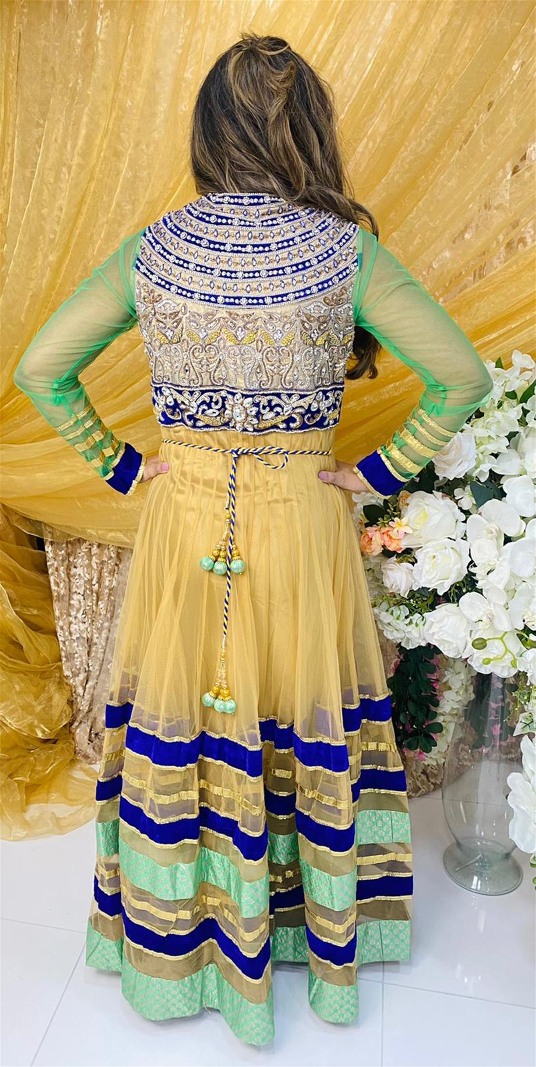 Gold & Green Anarkali Bridal Partywear