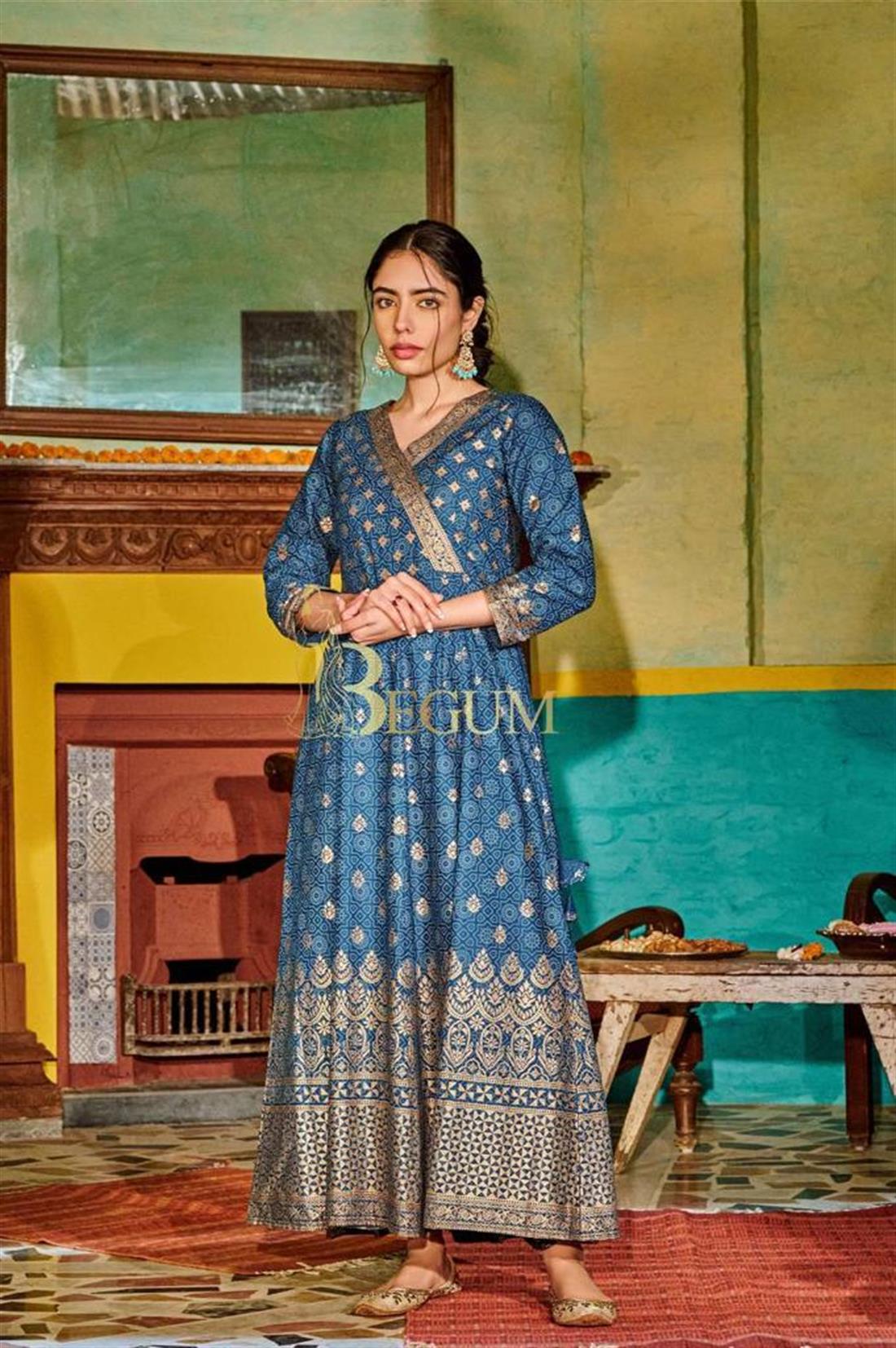 Teal Printed Anarkali Ladies Tunics and Kurta