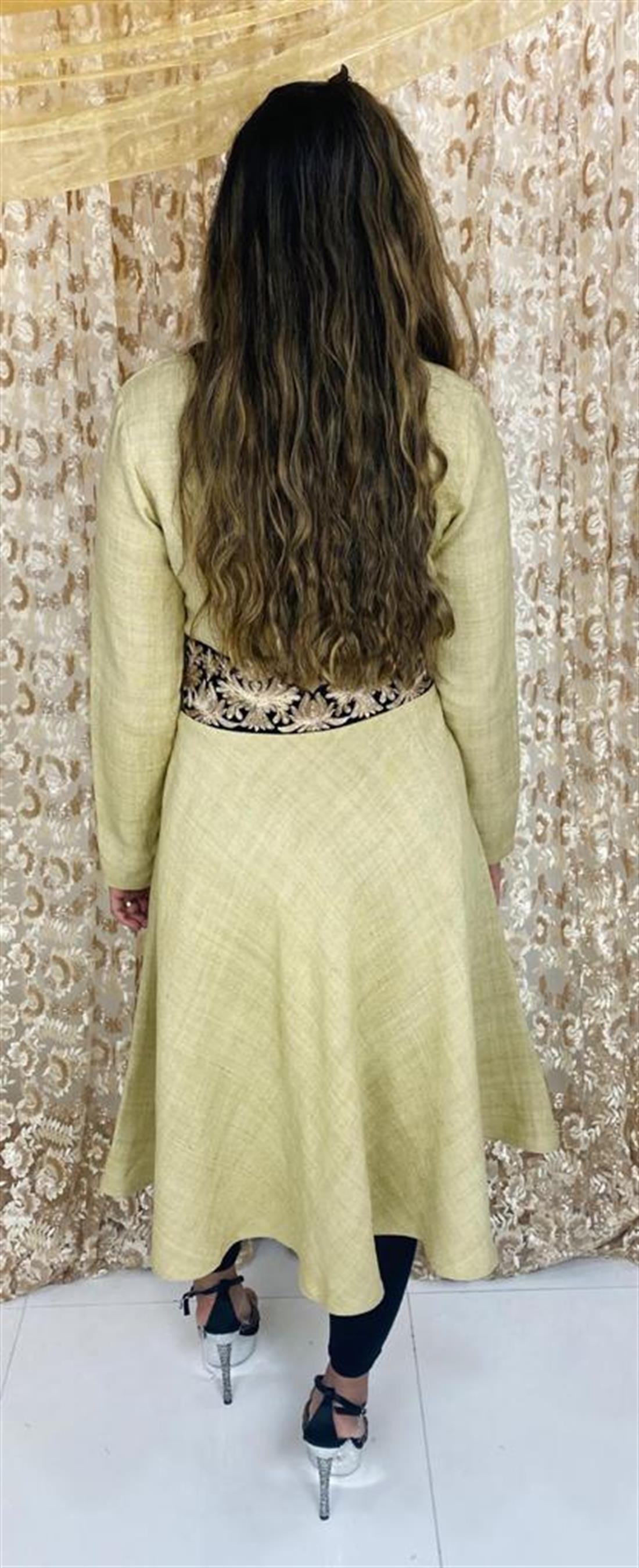 Gold & Black Velvet Gold/Black Embroidered Khaddar Fabric Frock & Diam