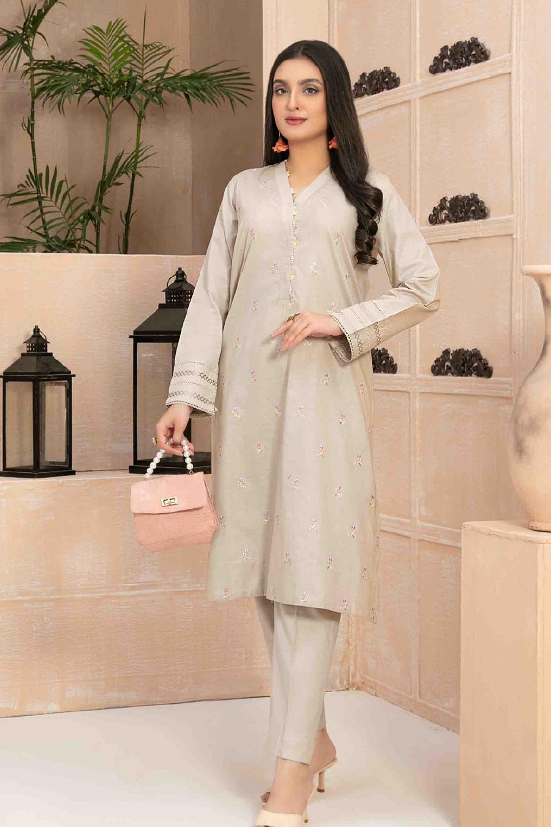 Beige Beautiful Cotton 2 Piece Suit