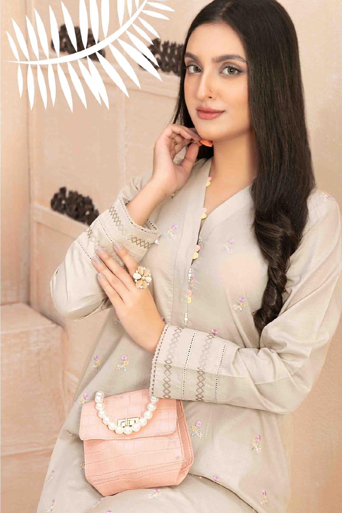 Beige Beautiful Cotton 2 Piece Suit