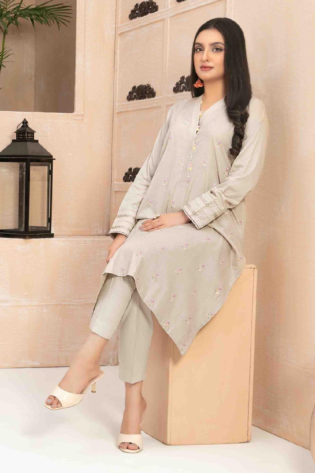 Beige Beautiful Cotton 2 Piece Suit