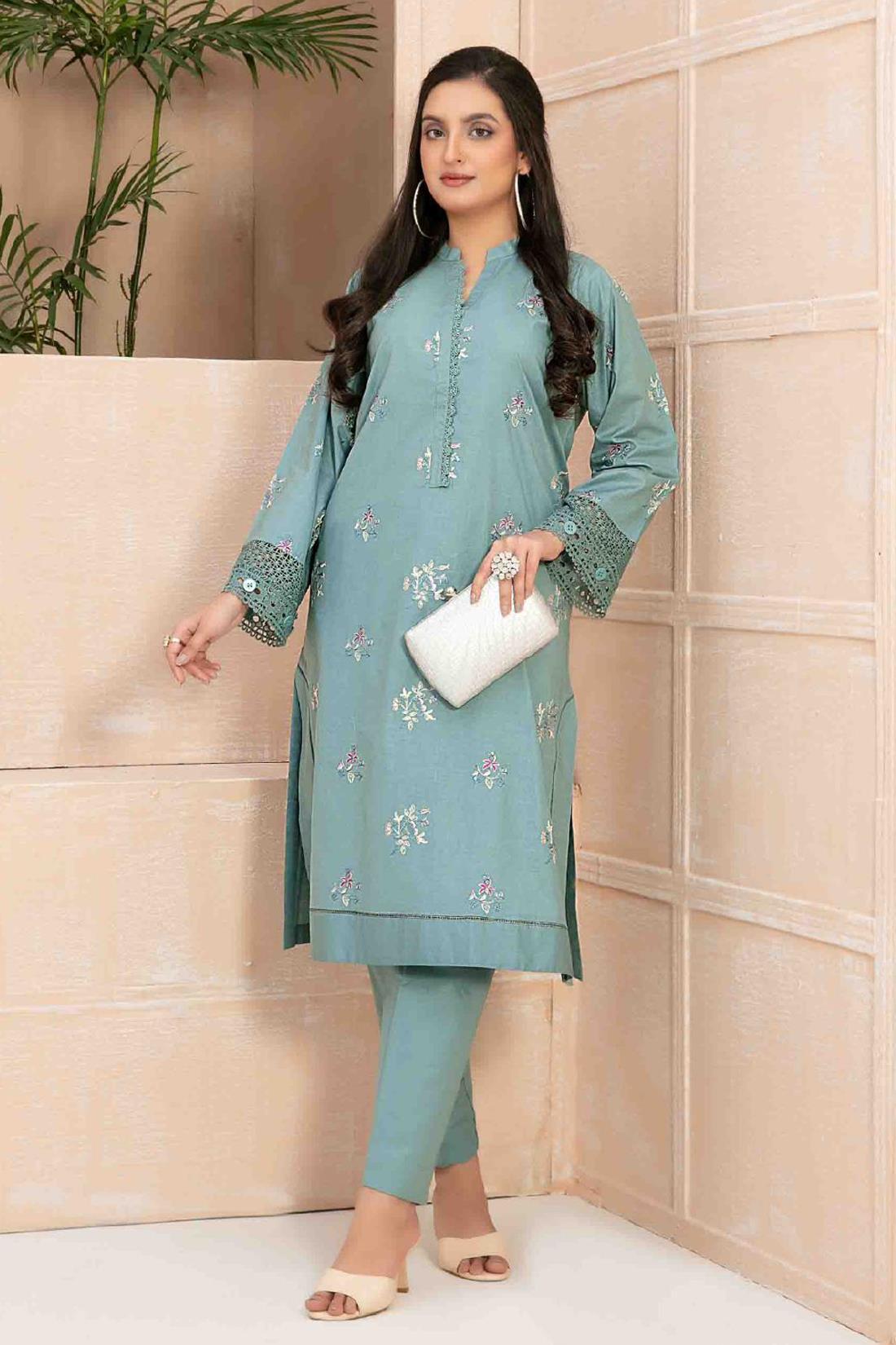 Light Green Beautiful Cotton 2 Piece Suit.