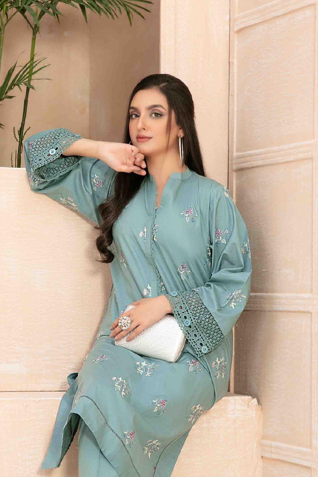 Light Green Beautiful Cotton 2 Piece Suit.