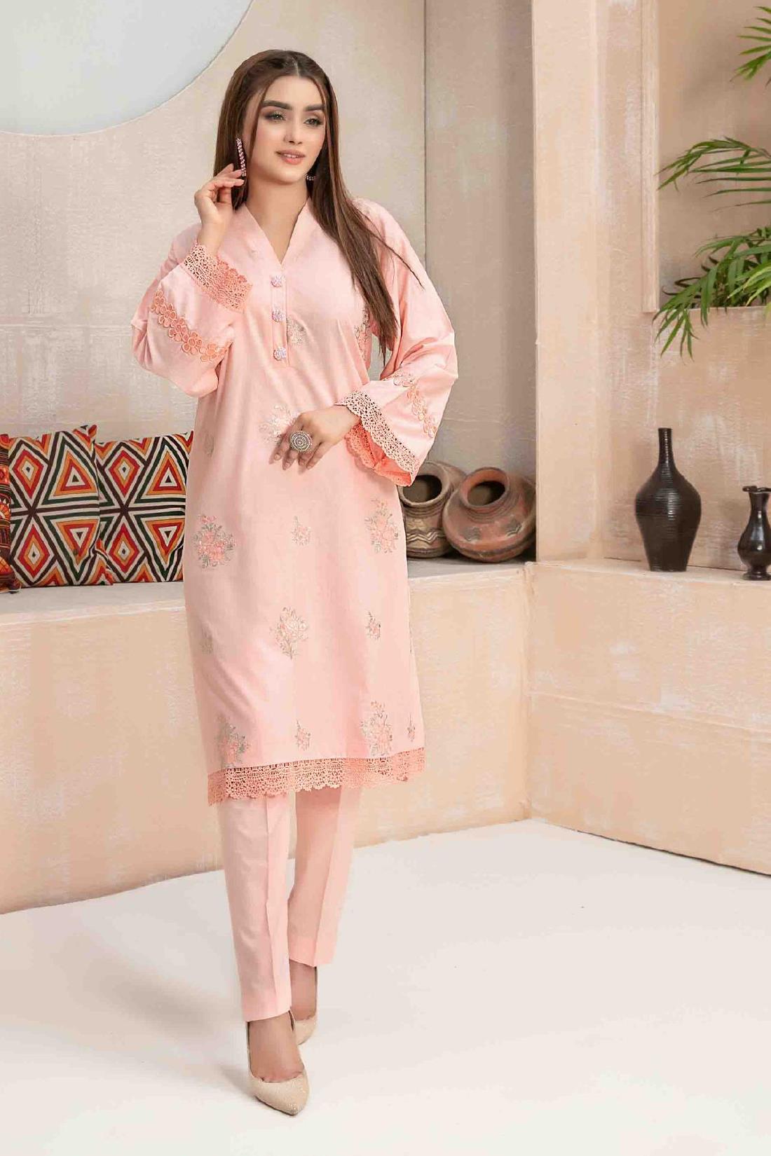 Light Pink Beautiful Cotton 2 Piece Suit.