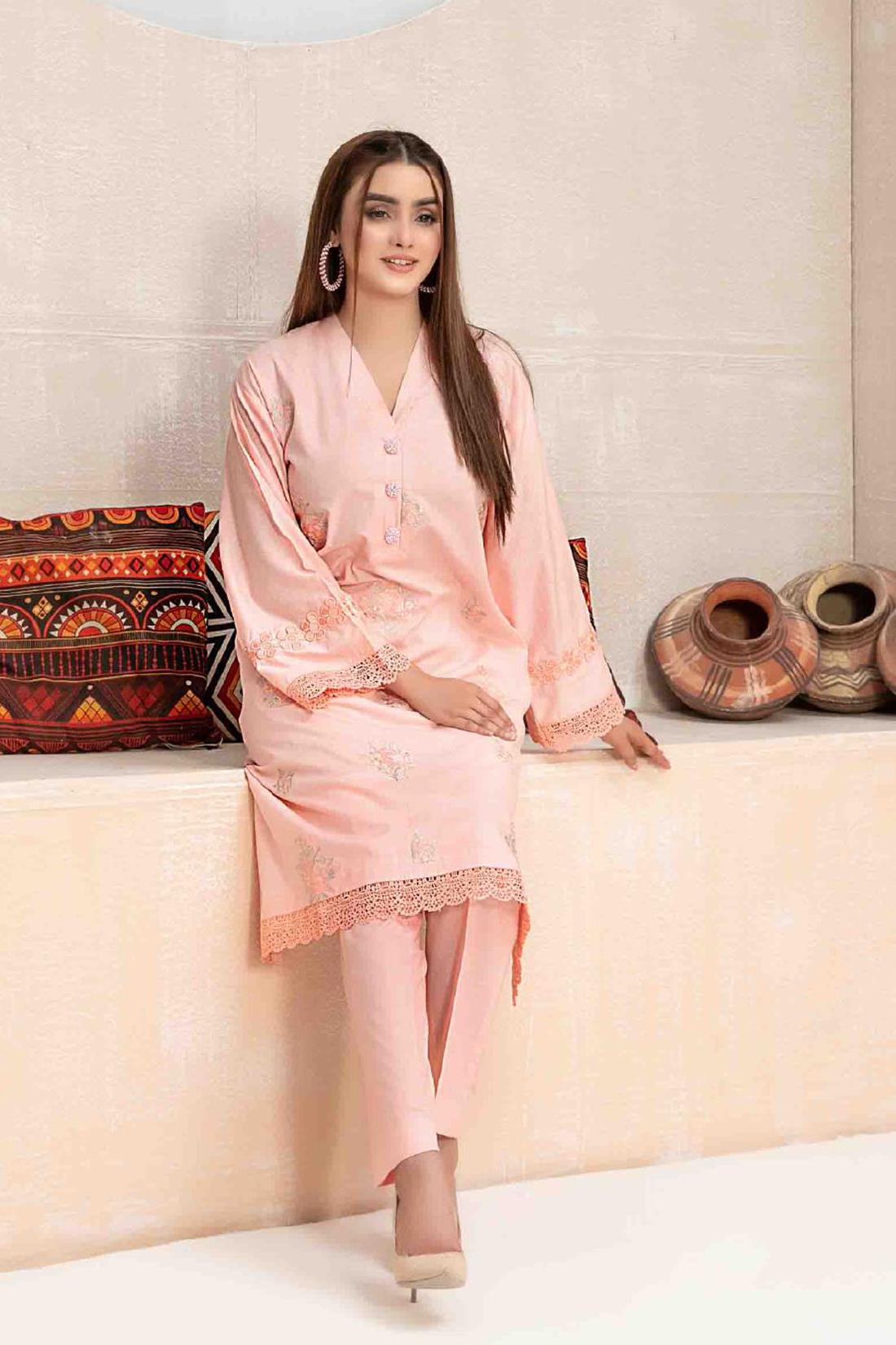 Light Pink Beautiful Cotton 2 Piece Suit.