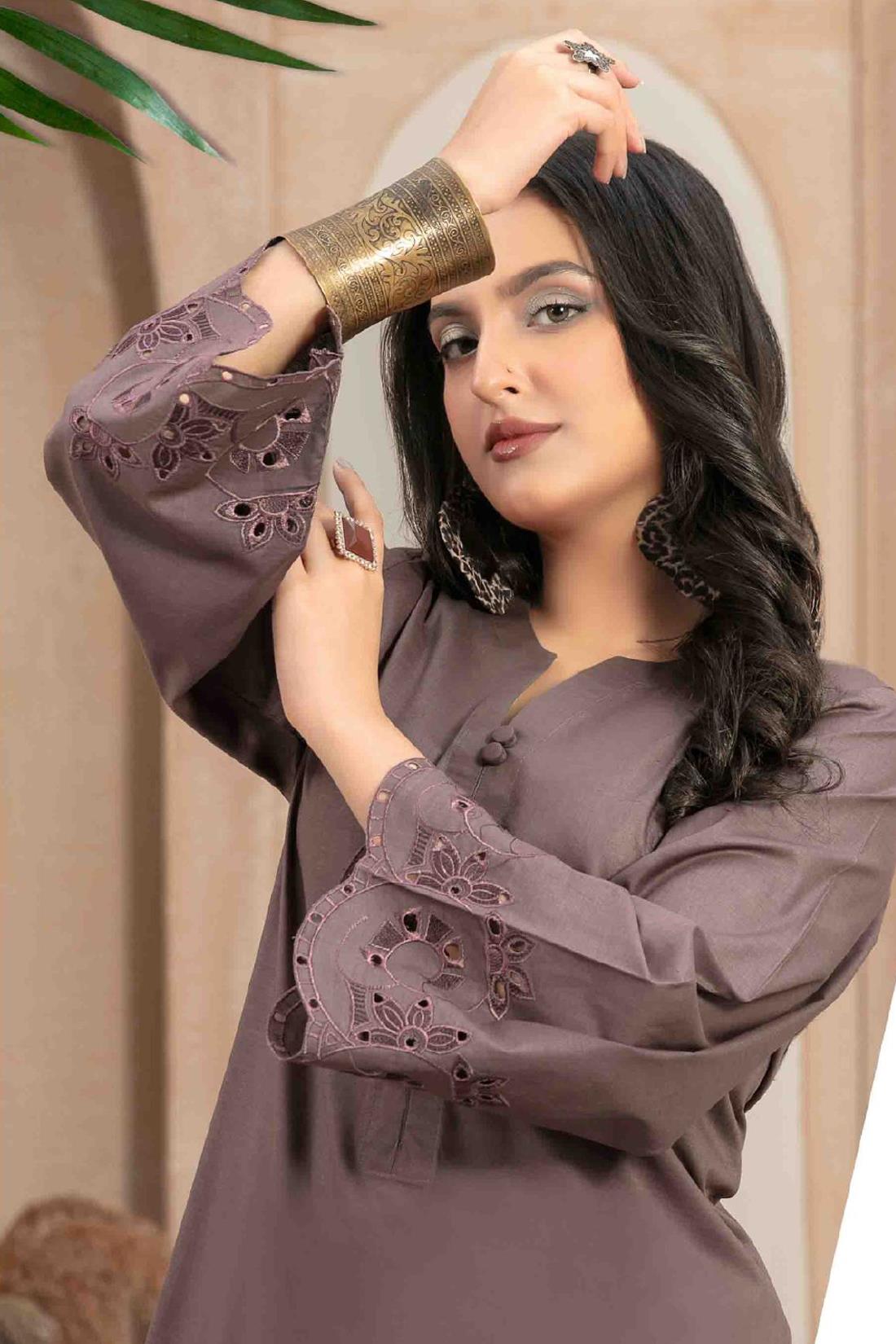 Dark Mauve Beautiful Cotton 2 Piece Suit
