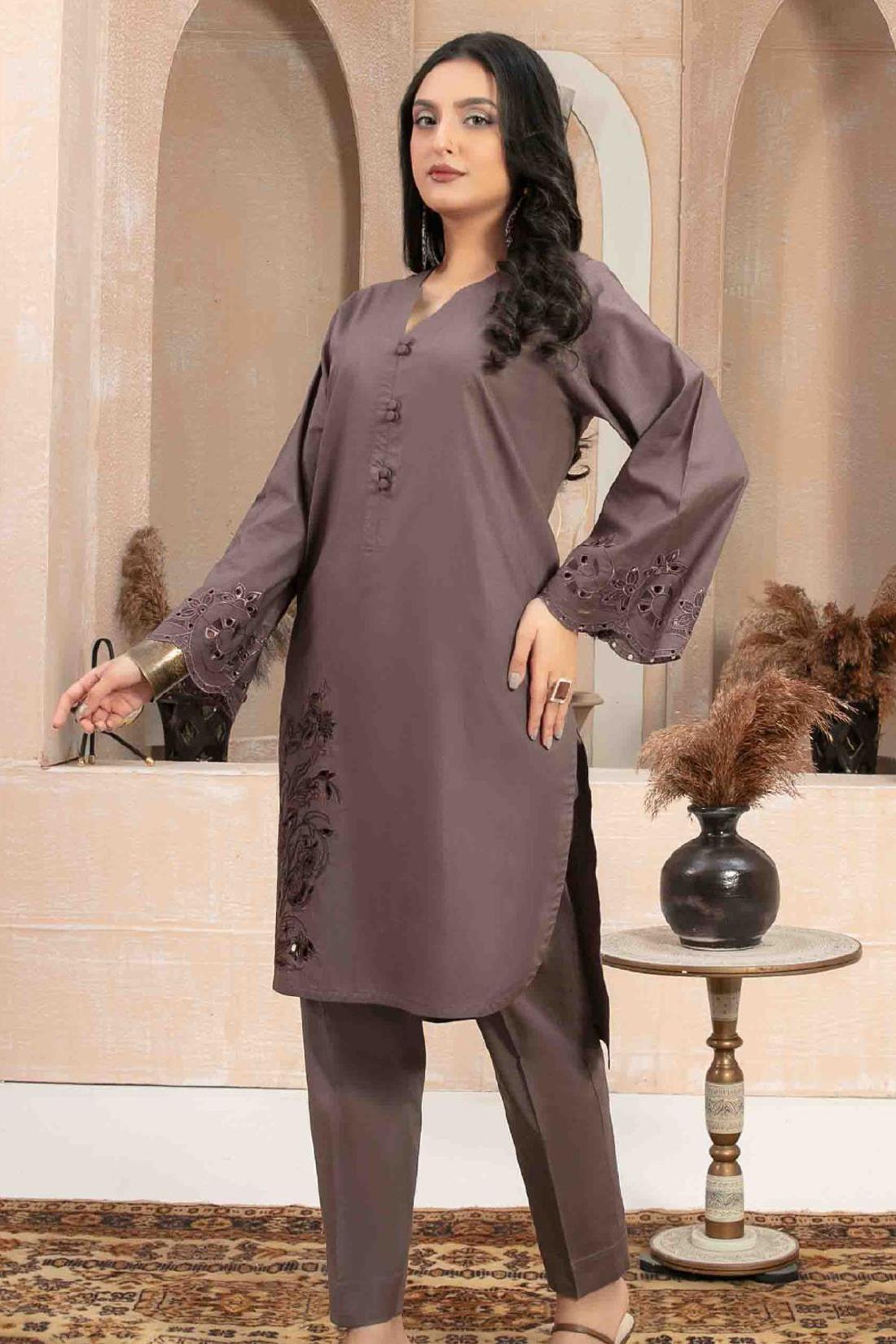 Dark Mauve Beautiful Cotton 2 Piece Suit