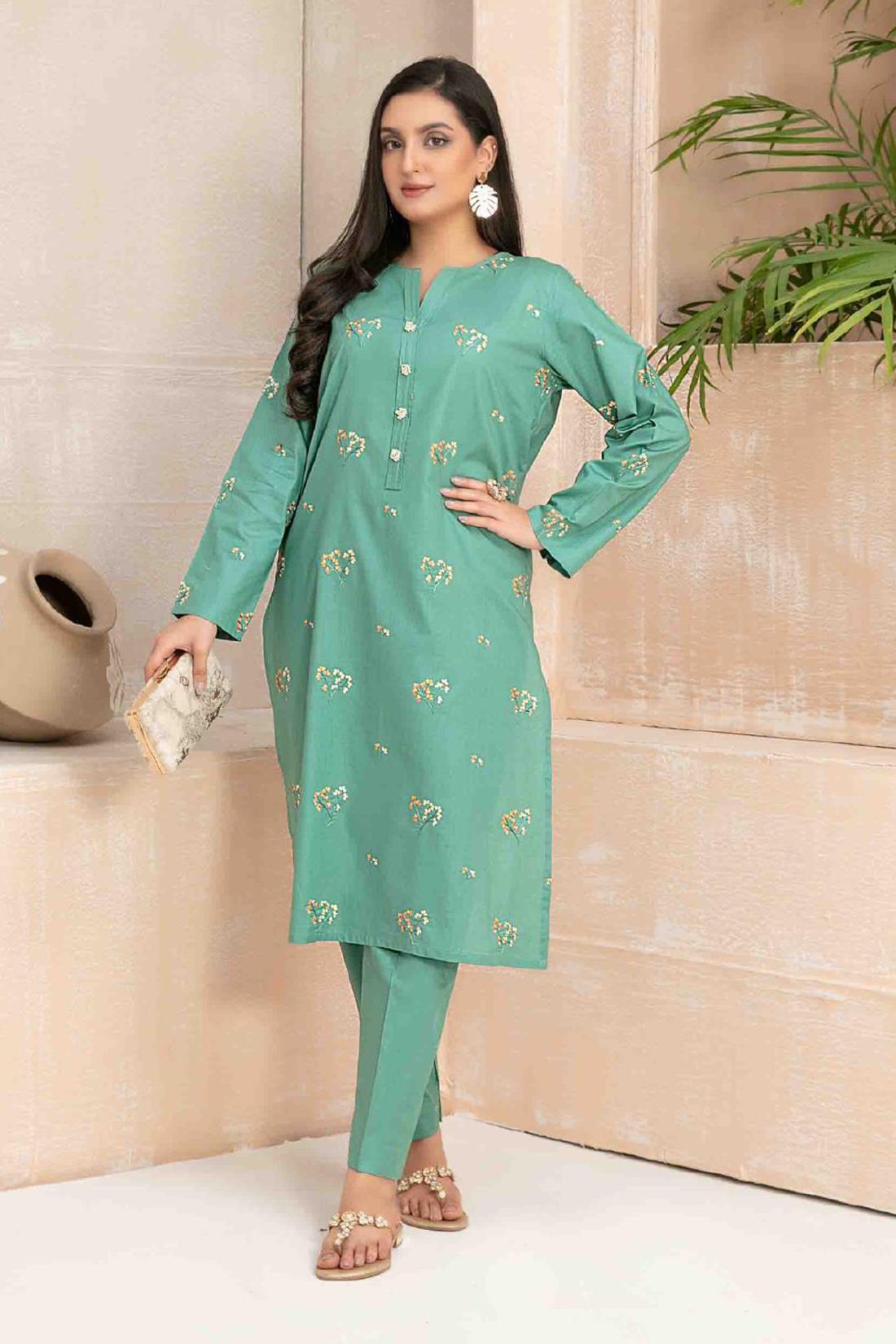 Sage Green Beautiful Cotton 2 Piece Suit.