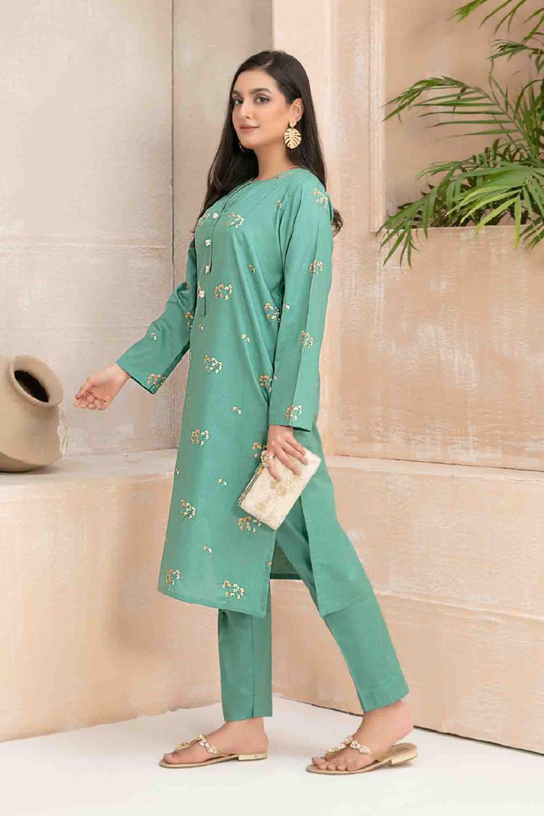 Sage Green Beautiful Cotton 2 Piece Suit.