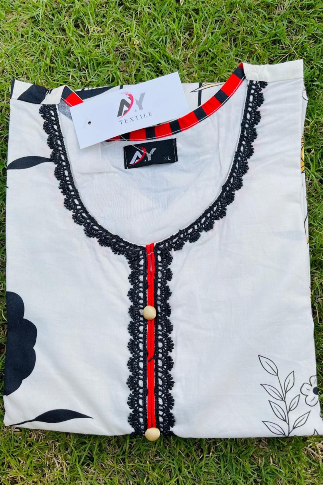 Cream & Black Stunning Lawn Kurta