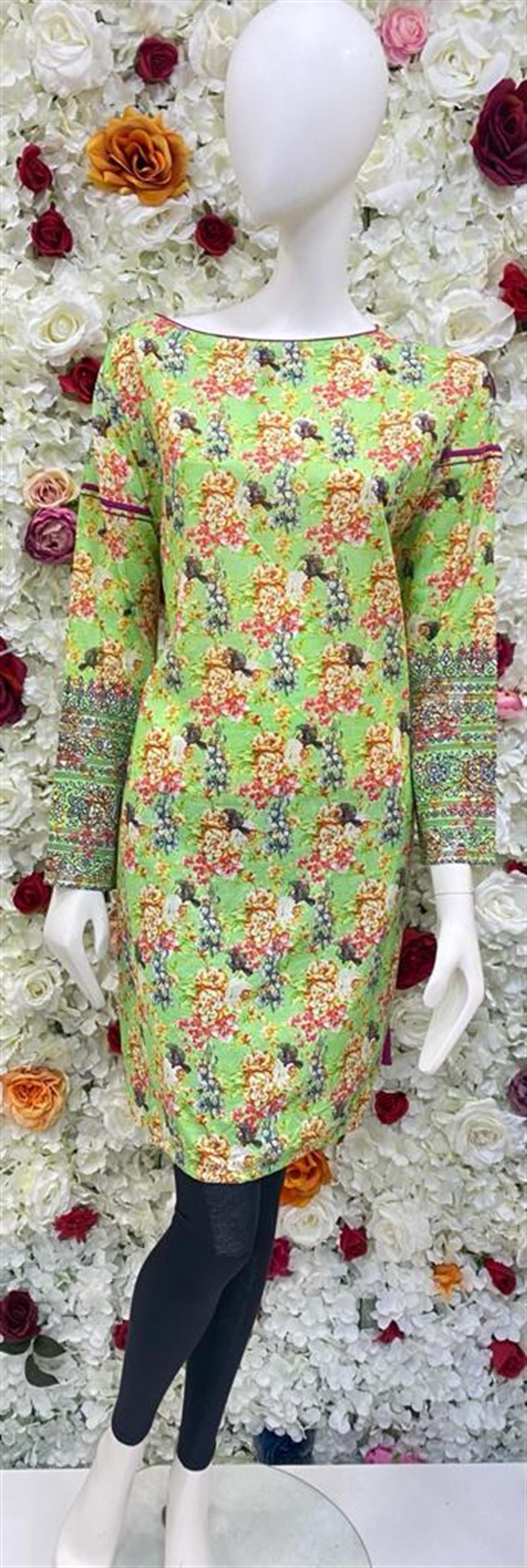 Mint Green 1 PC Readymade Digital Printed Ego Kurta