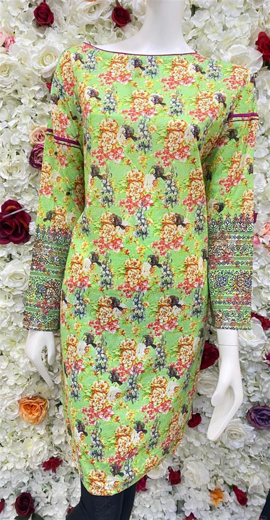 Mint Green 1 PC Readymade Digital Printed Ego Kurta