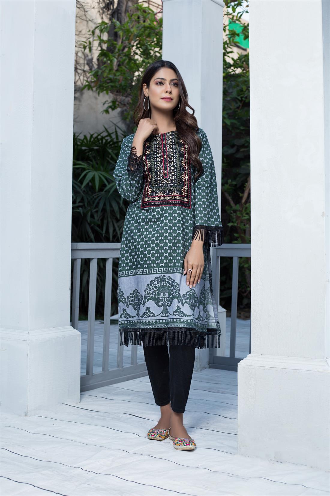 Green & Grey Beaded Ladies Tunics and Kurta