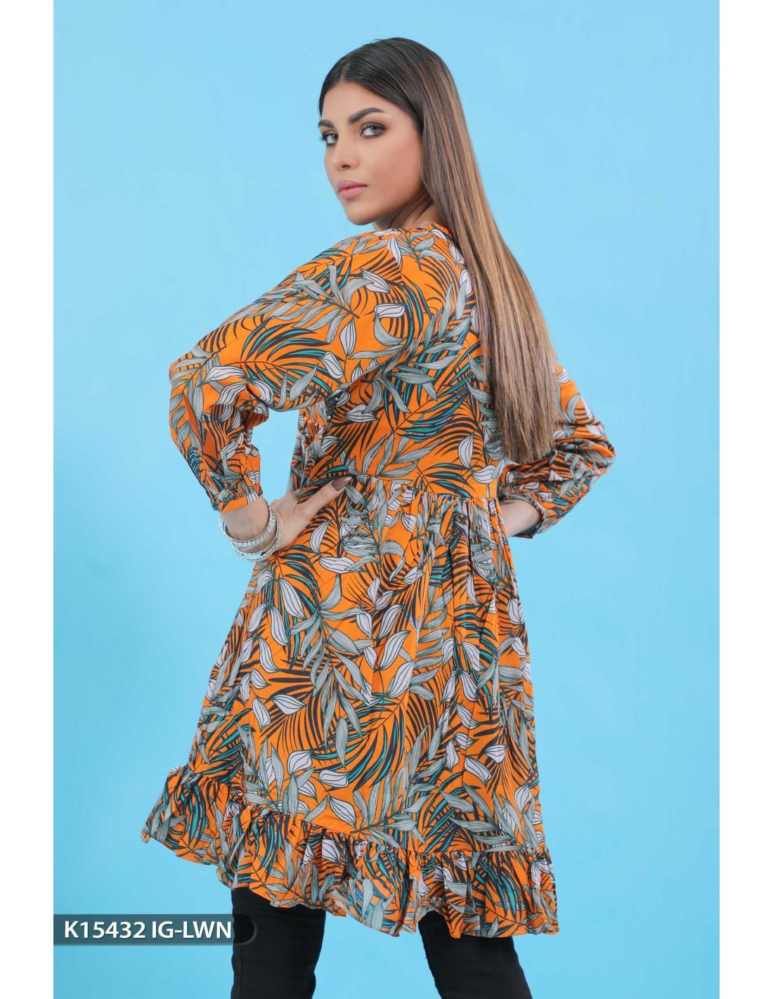 Orange Beaded 1 Piece Printed Lawn Ladies Readymade Shirt