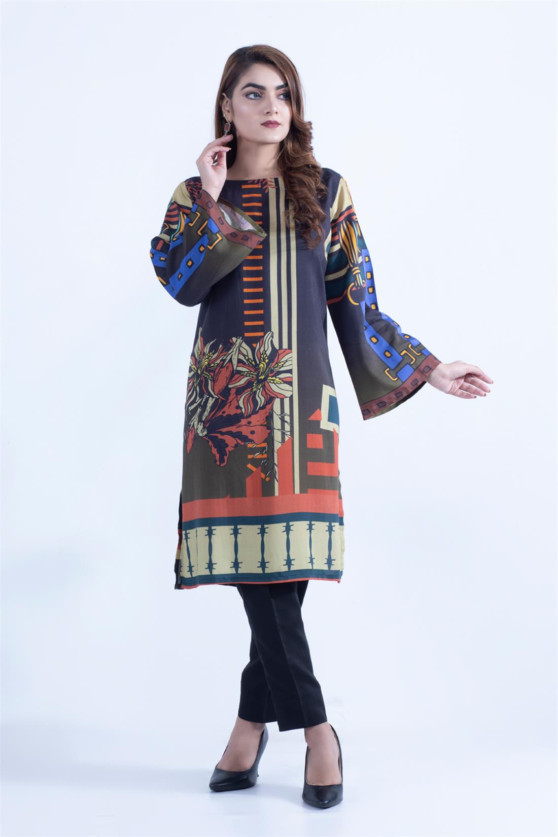 Mehndi & Brown Mehndi/Brown Stunning Viscose Digital Printed Kurta