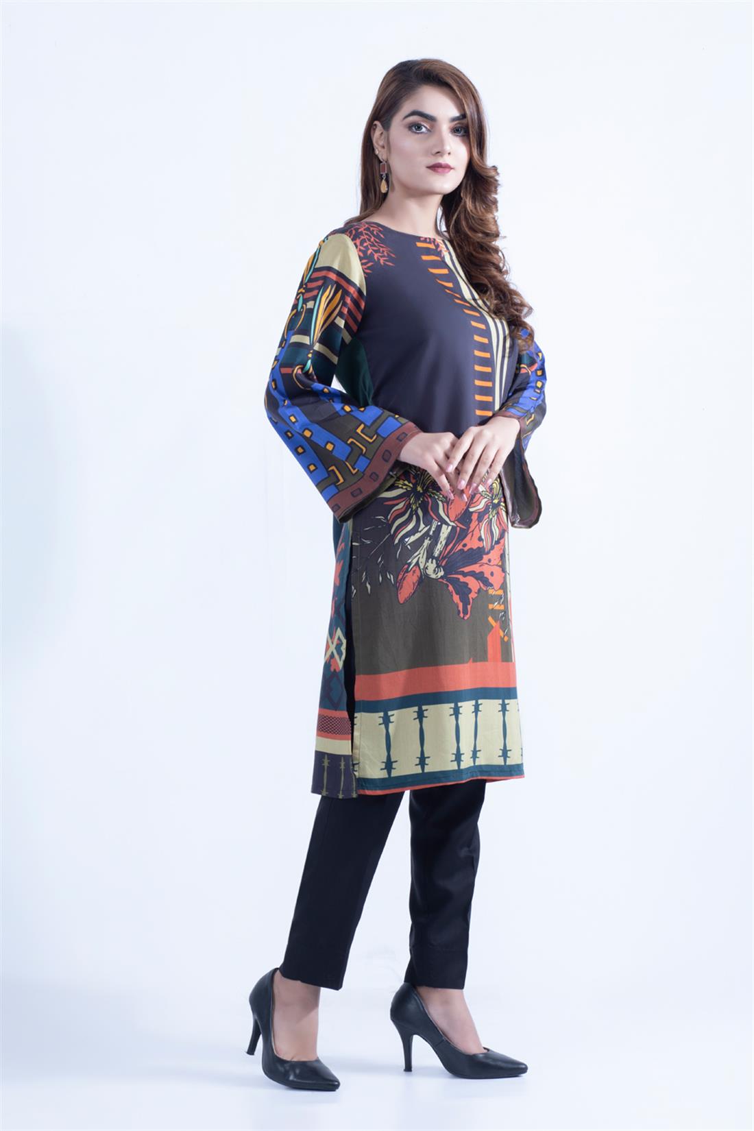 Mehndi & Brown Mehndi/Brown Stunning Viscose Digital Printed Kurta