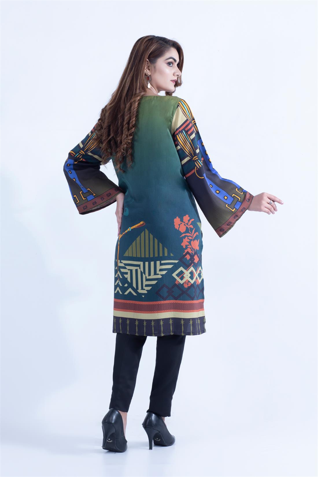 Mehndi & Brown Mehndi/Brown Stunning Viscose Digital Printed Kurta