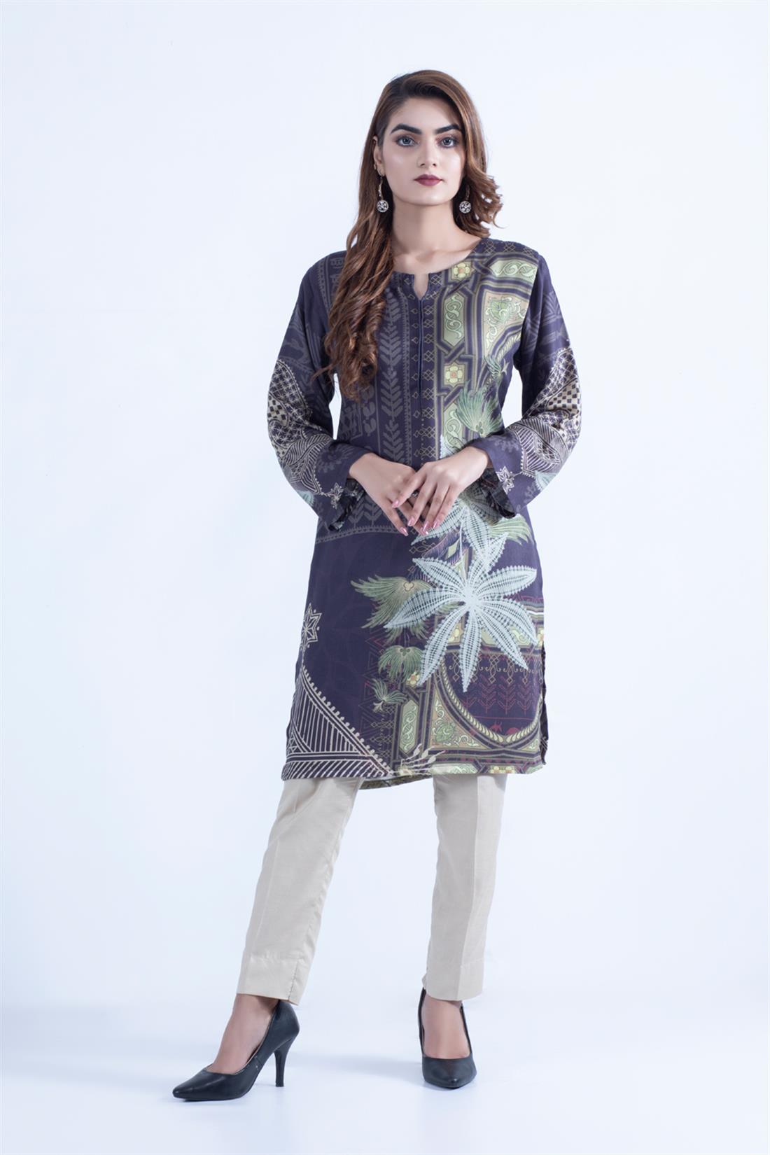 Dark Grey Stunning Viscose Digital Printed Kurta