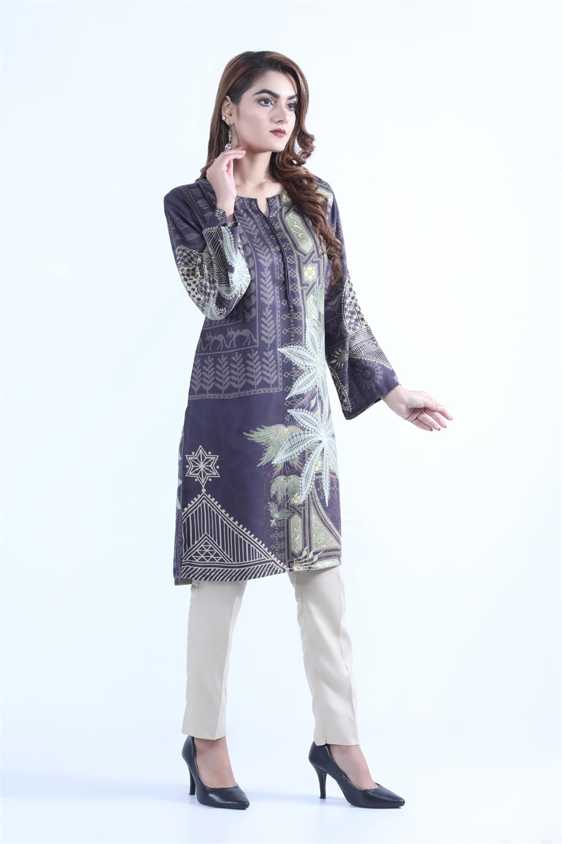 Dark Grey Stunning Viscose Digital Printed Kurta