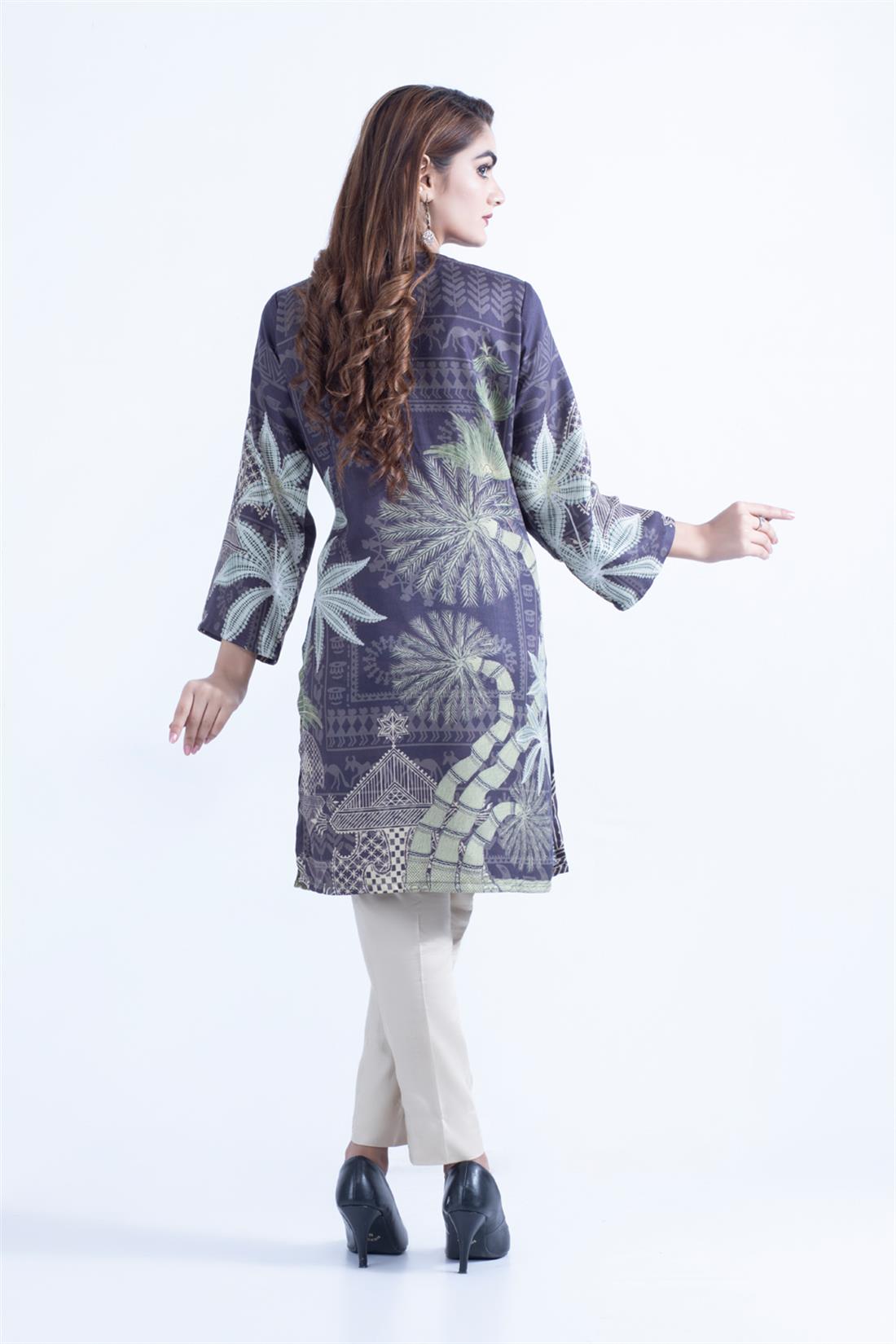 Dark Grey Stunning Viscose Digital Printed Kurta