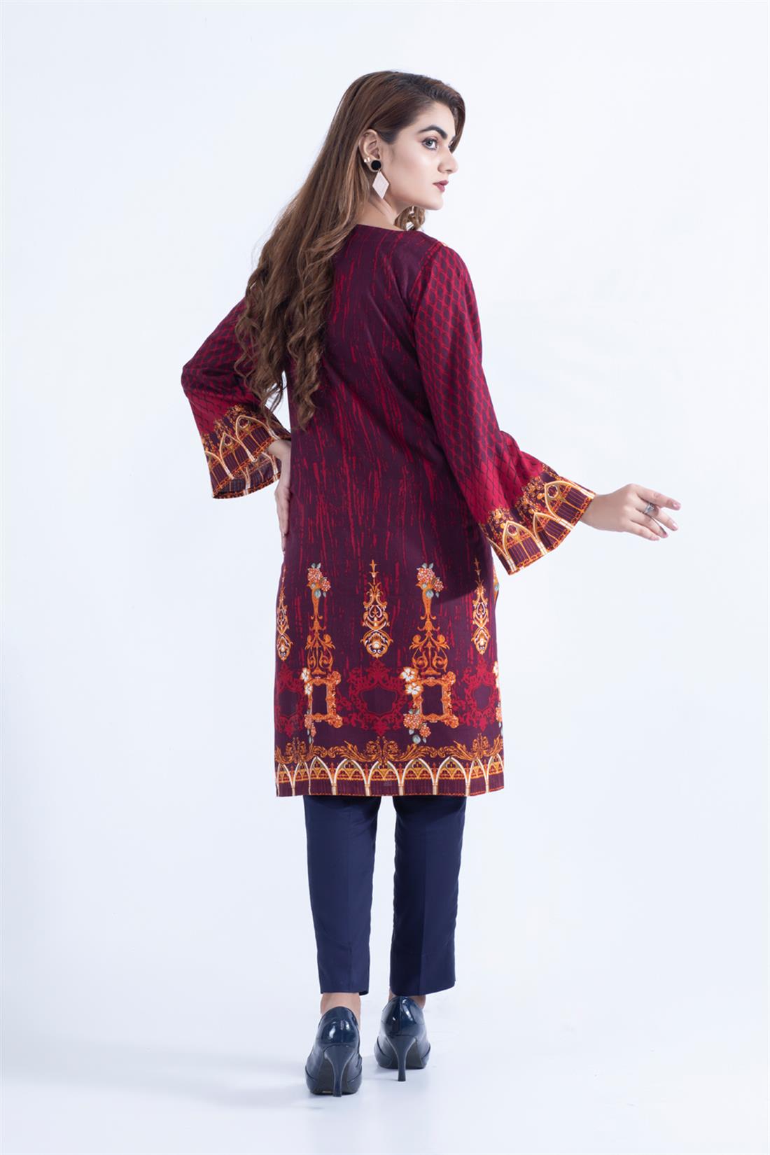 Maroon 1 PC Viscose Stunning Digital Printed Kurta