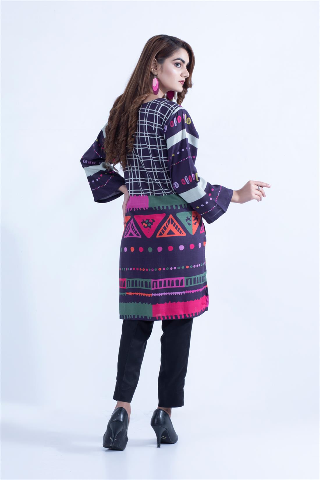 Dark Purple 1 Piece Viscose Digital Printed Kurta