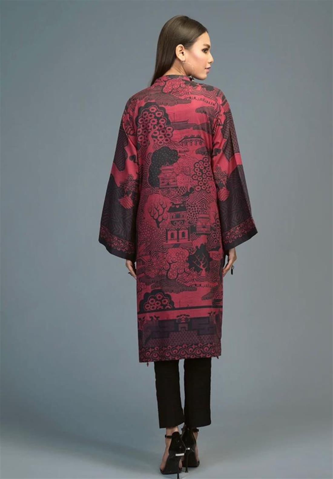 Maroon & Black Digital Print Lawn Ladies Tunics and Kurta