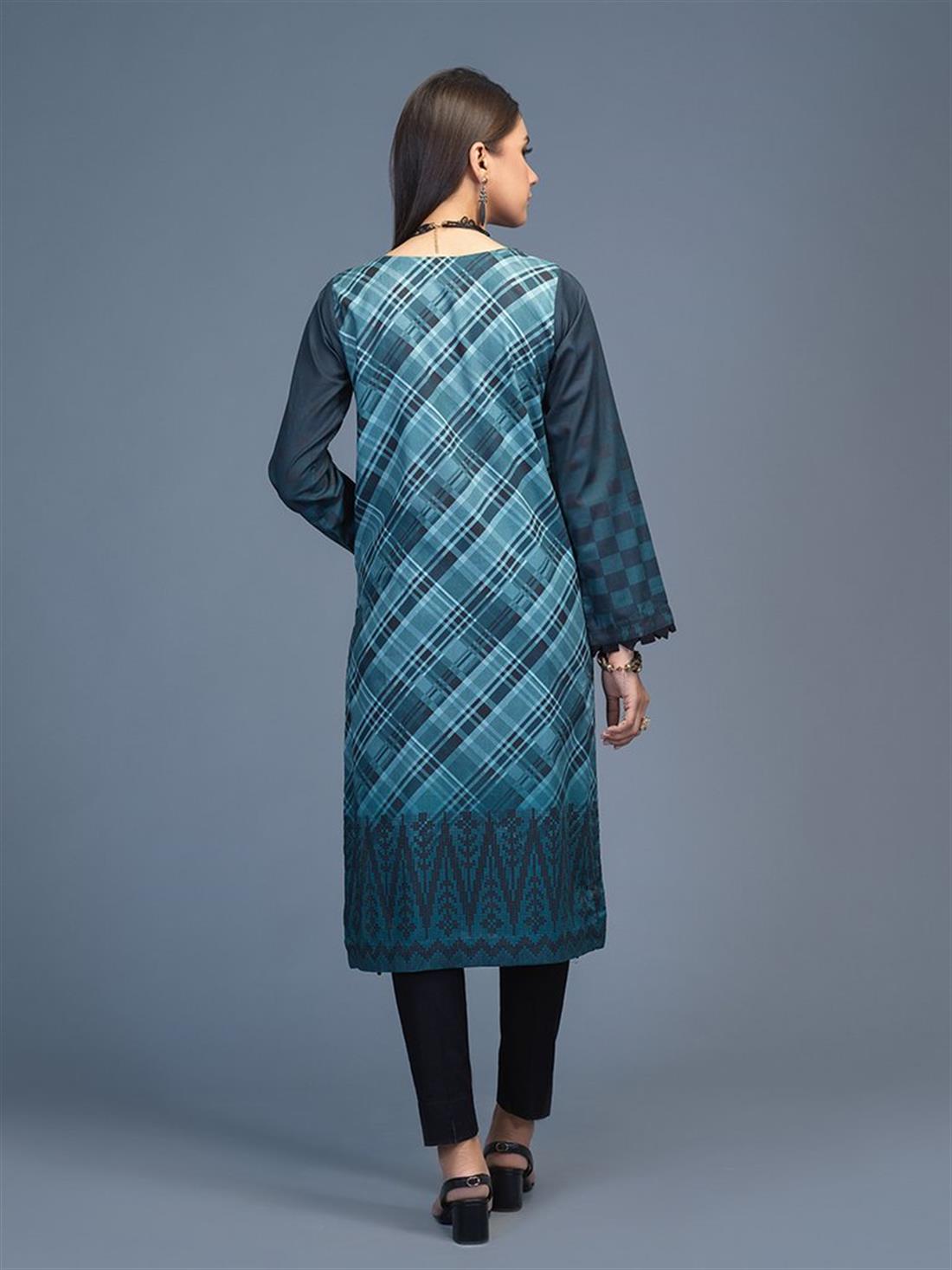Grey & Blue Grey/Blue 1 PC Readymade Digital Printed Lawn Shirt