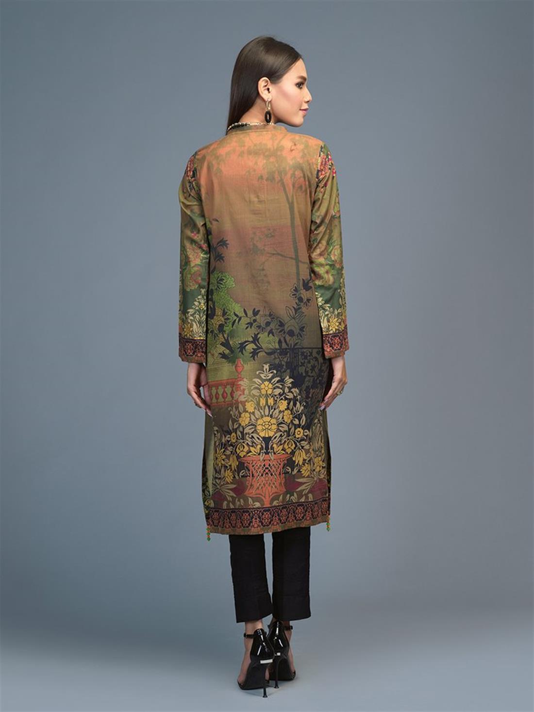 Leaf Green 1 PC Readymade Digital Printed Lawn Shirt