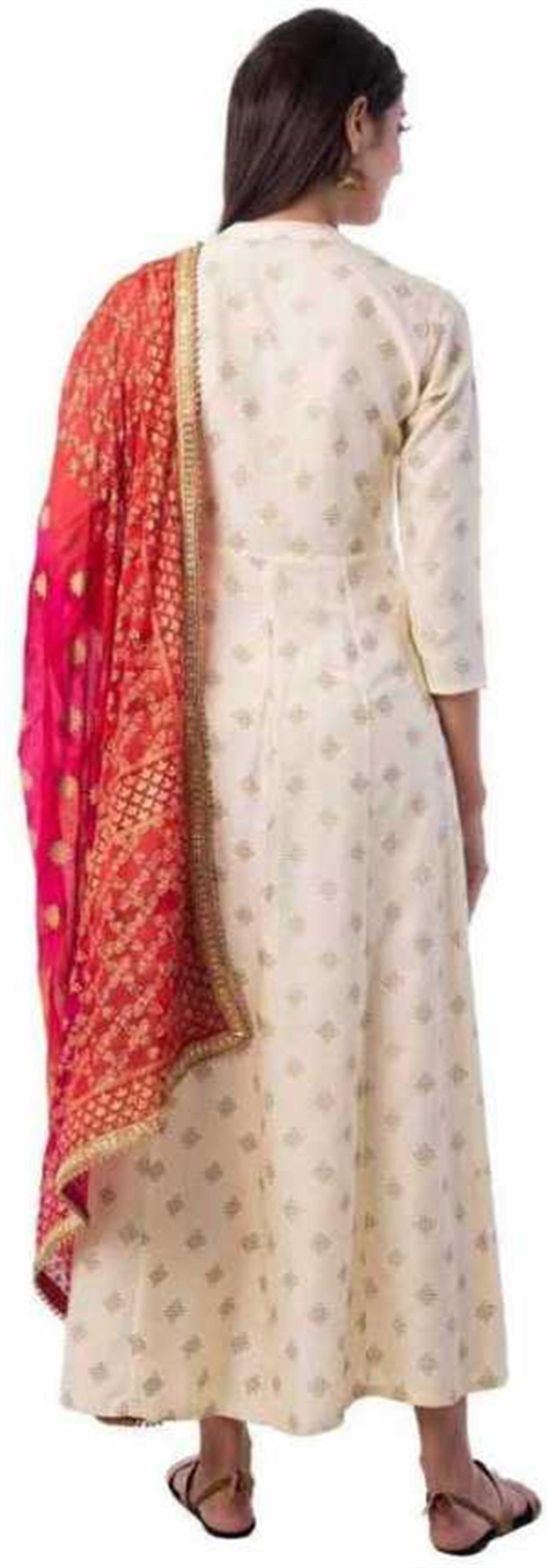 Cream 2 Piece Women Printed Kurta and Dupatta Set