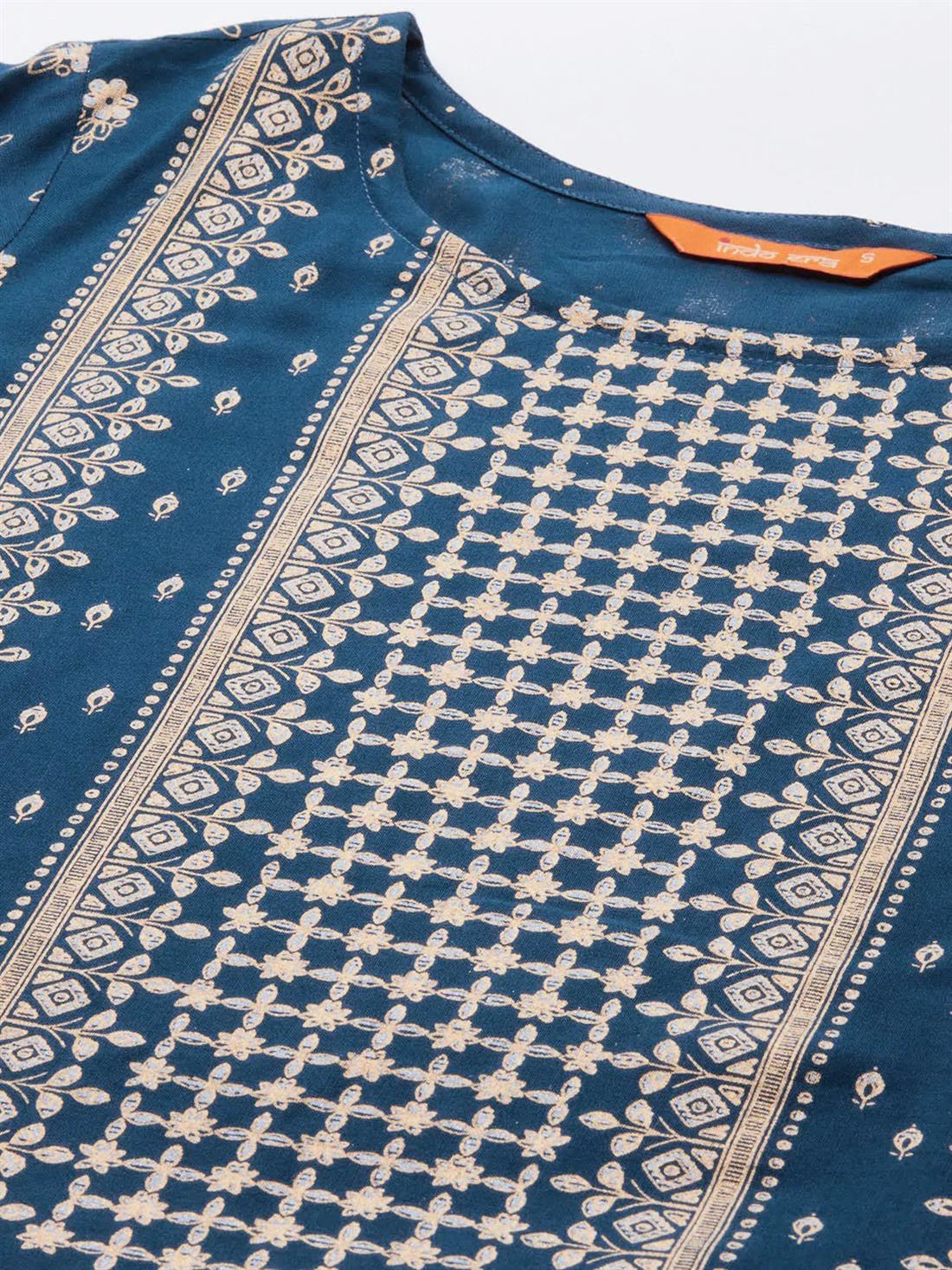 Teal Blue Printed Ladies Tunics and Kurta