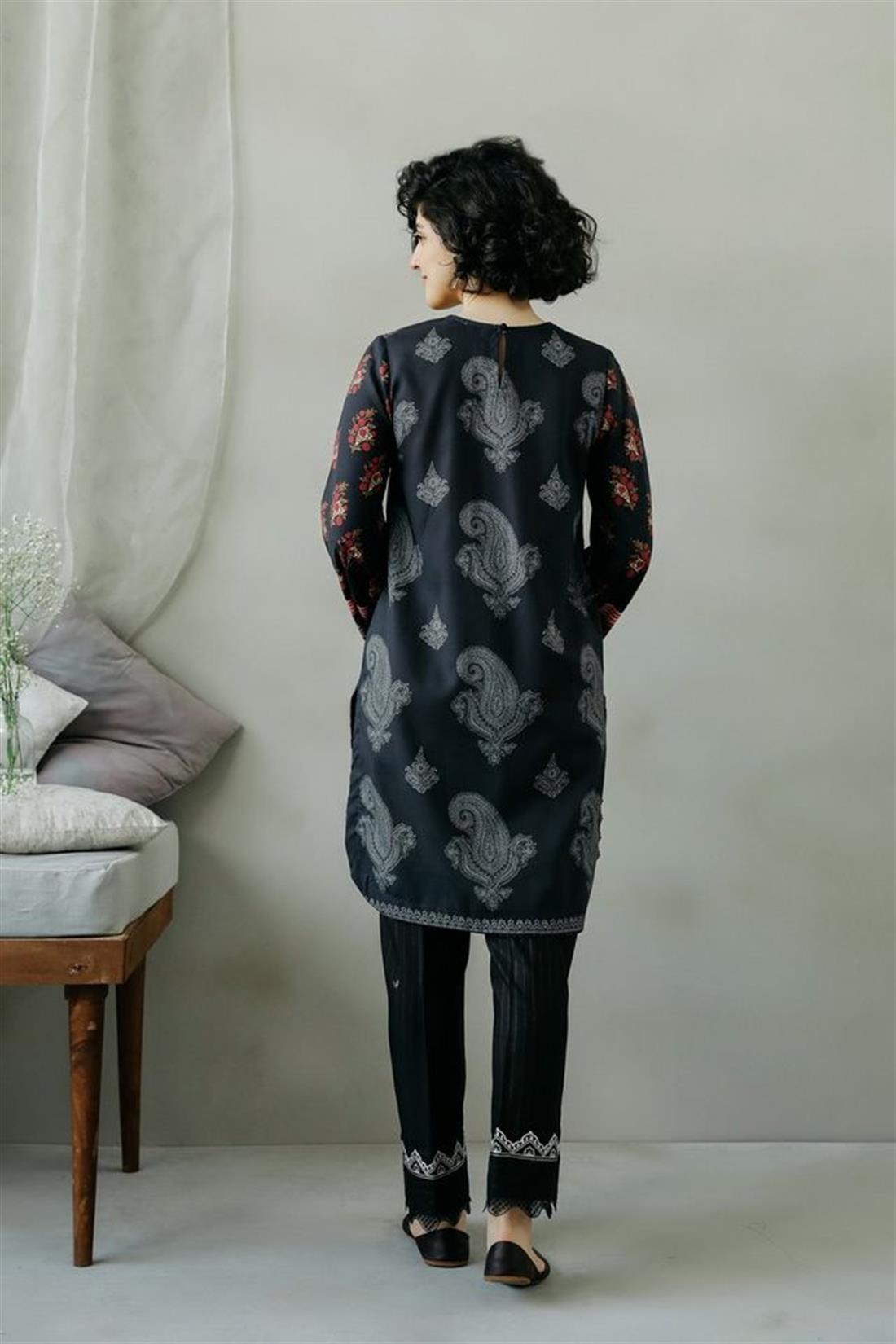Black Printed Ethnic Designer Ladies Ready to Wear Suits