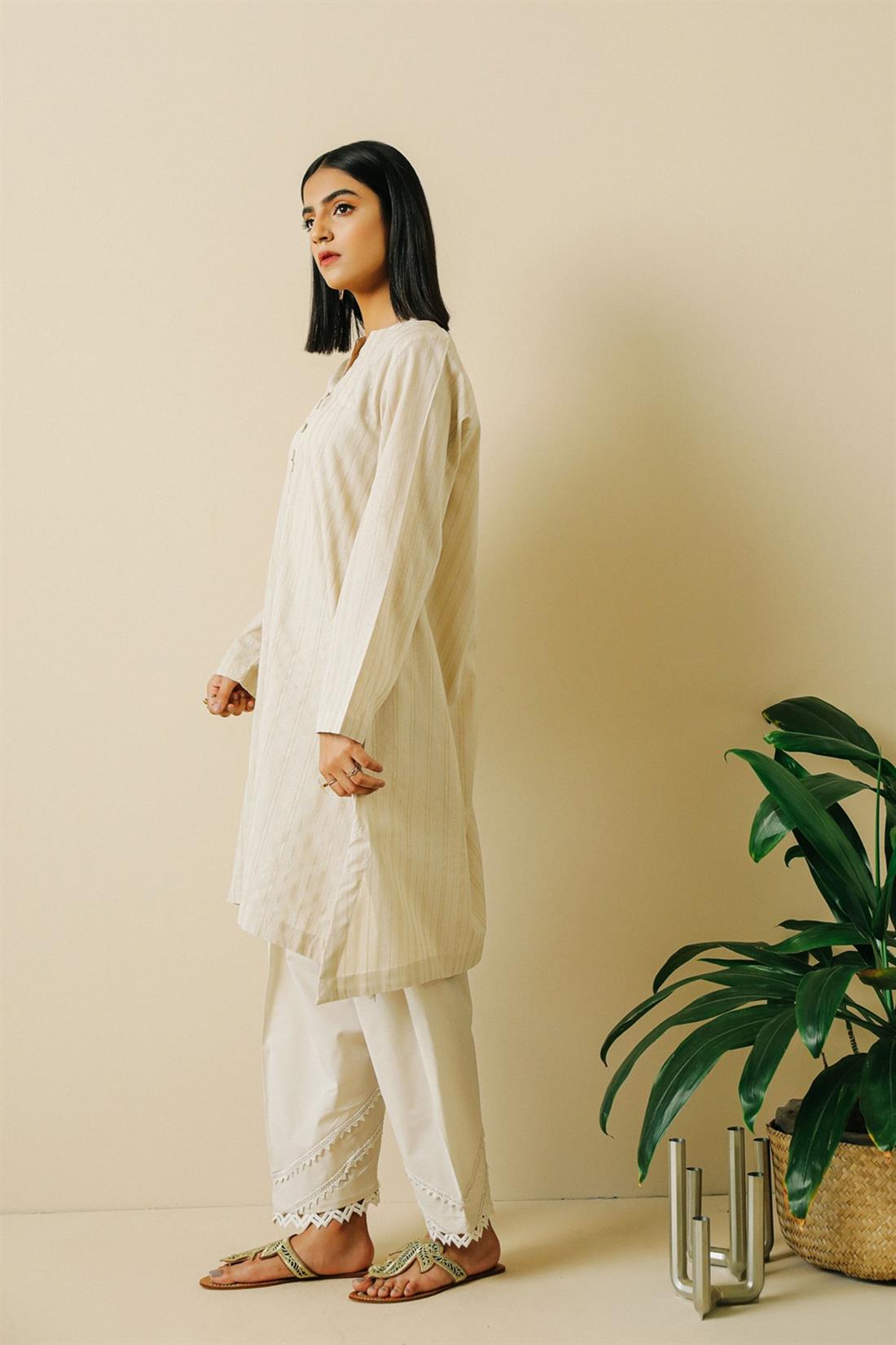 Cream Ethnic Designer Ladies Ready to Wear Suits