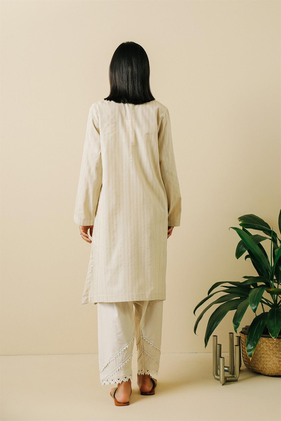 Cream Ethnic Designer Ladies Ready to Wear Suits