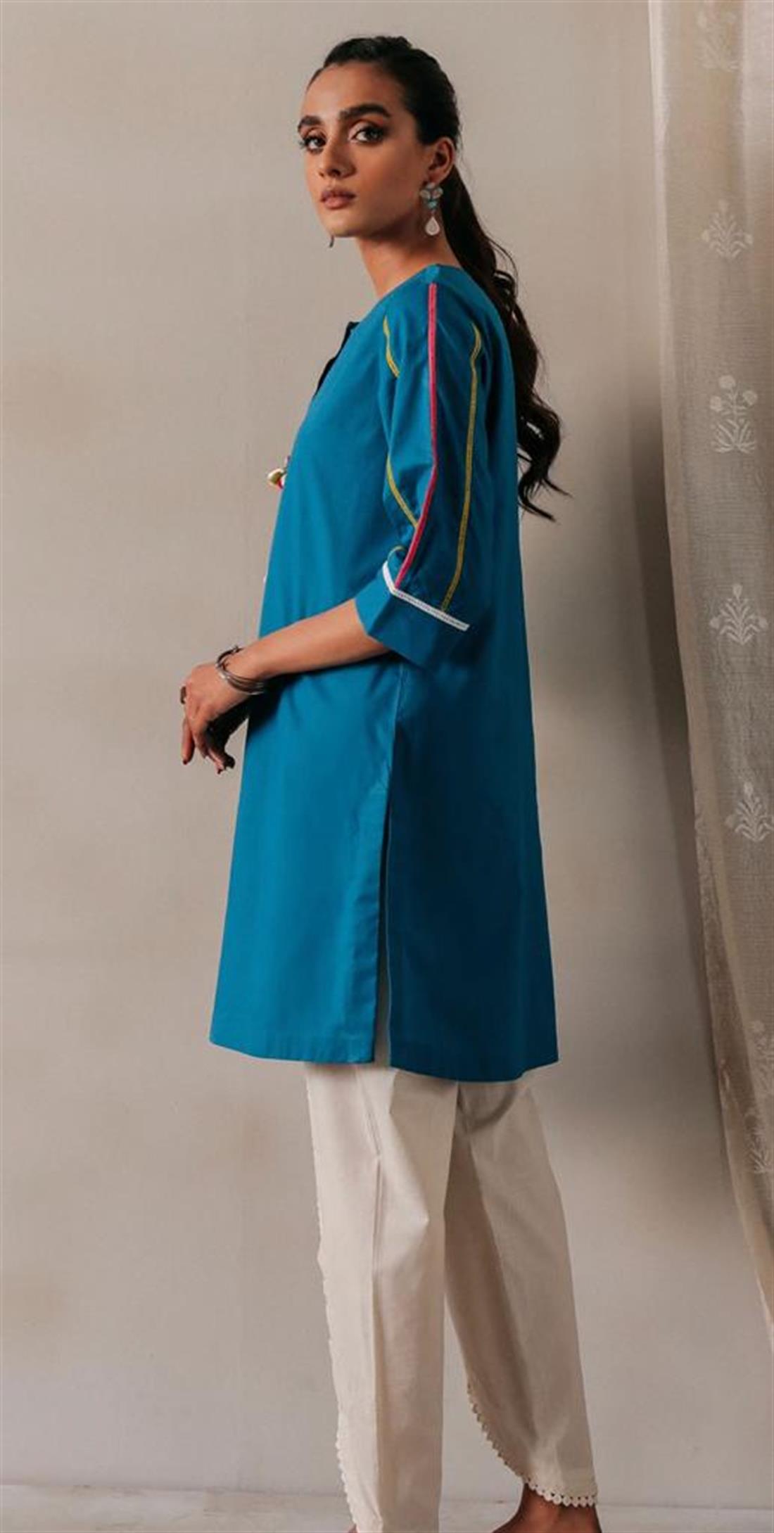 Teal Blue 1 Piece Dobby Fabric Solid Coloured Shirt