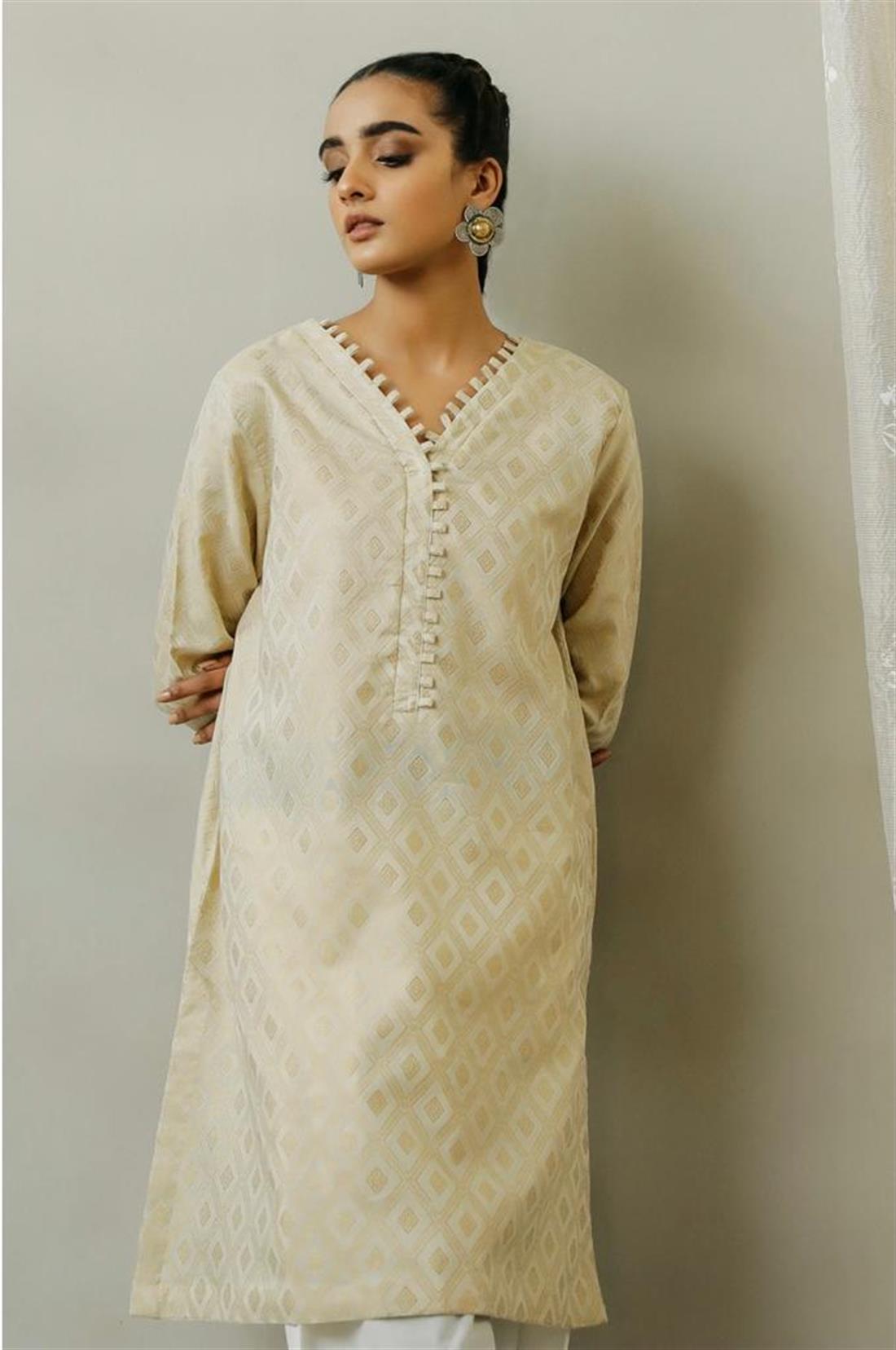 Light Gold Ethnic Designer Ladies Ready to Wear Suits